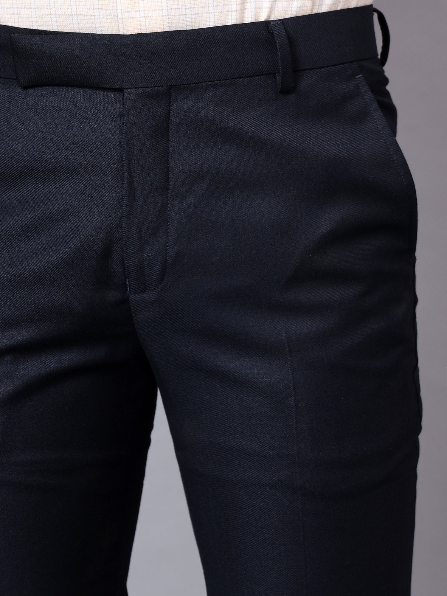 Formal Trouser for Men | Breathable & Soft with Color Fastness Regular Fit Terry Rayon Fabric Self Design Pattern Hook & Eye Closure - Image 5