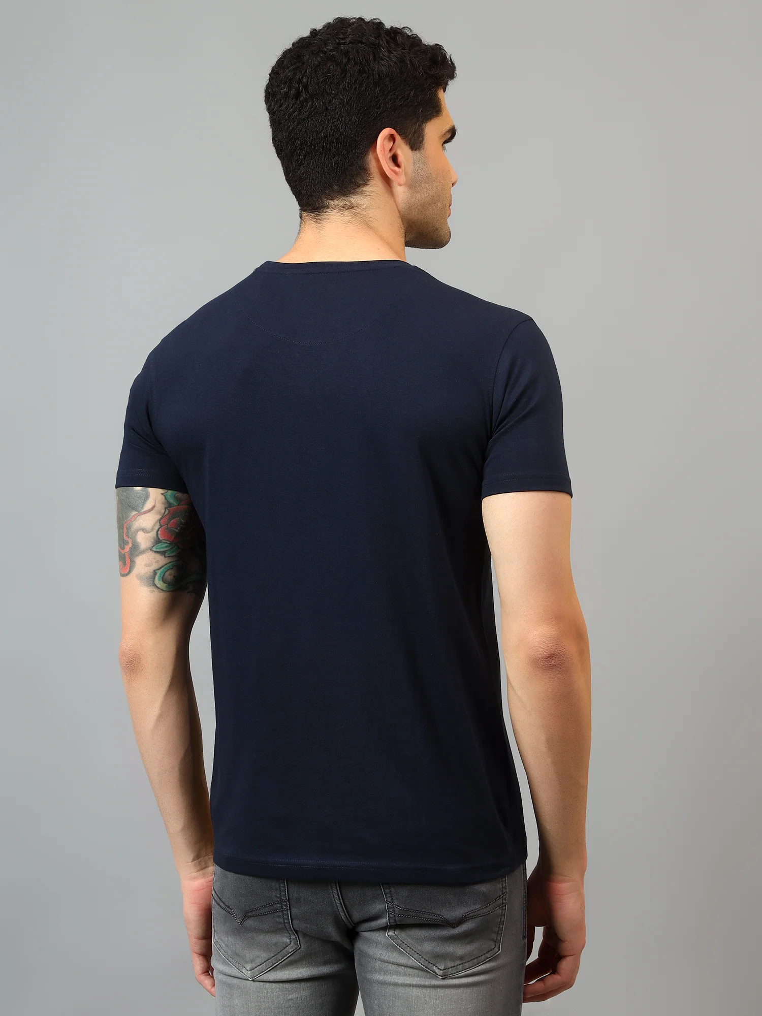 T-Shirt for Men | Breathable & Soft with Color Fastness Regular Fit Round Neck Poly Cotton Fabric Solid Pattern - Image 2