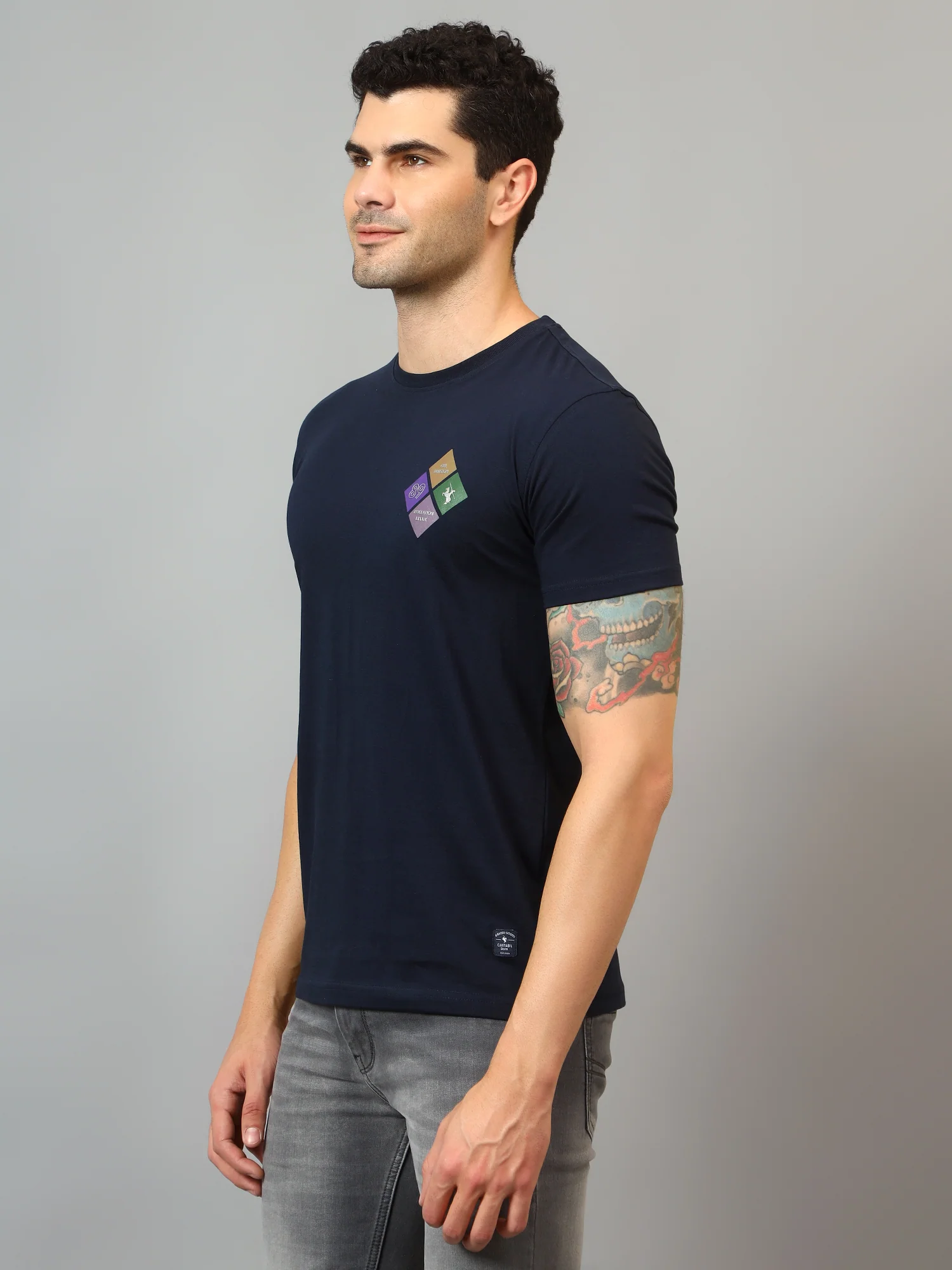 T-Shirt for Men | Breathable & Soft with Color Fastness Regular Fit Round Neck Poly Cotton Fabric Solid Pattern - Image 4