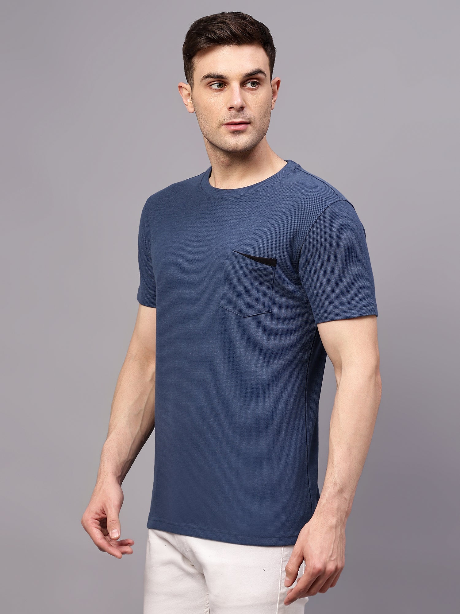 T-Shirt for Men | Breathable & Soft with Color Fastness Regular Fit Round Neck Poly Cotton Fabric Solid Pattern - Image 3