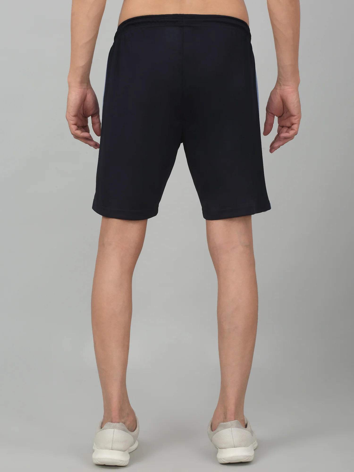 Men's Navy Blue Solid Stretchable Activewear Shorts - Image 2