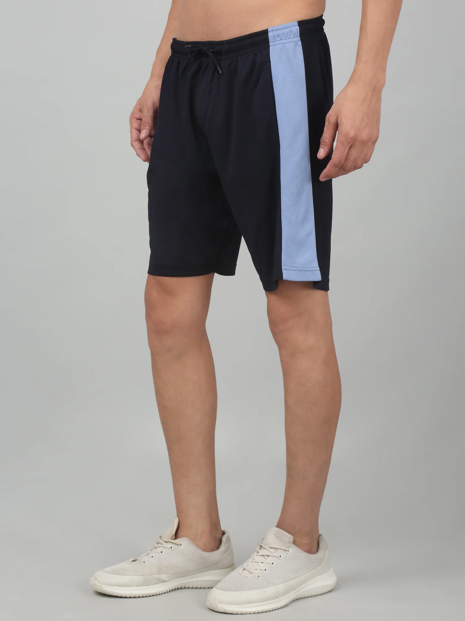 Men's Navy Blue Solid Stretchable Activewear Shorts - Image 3