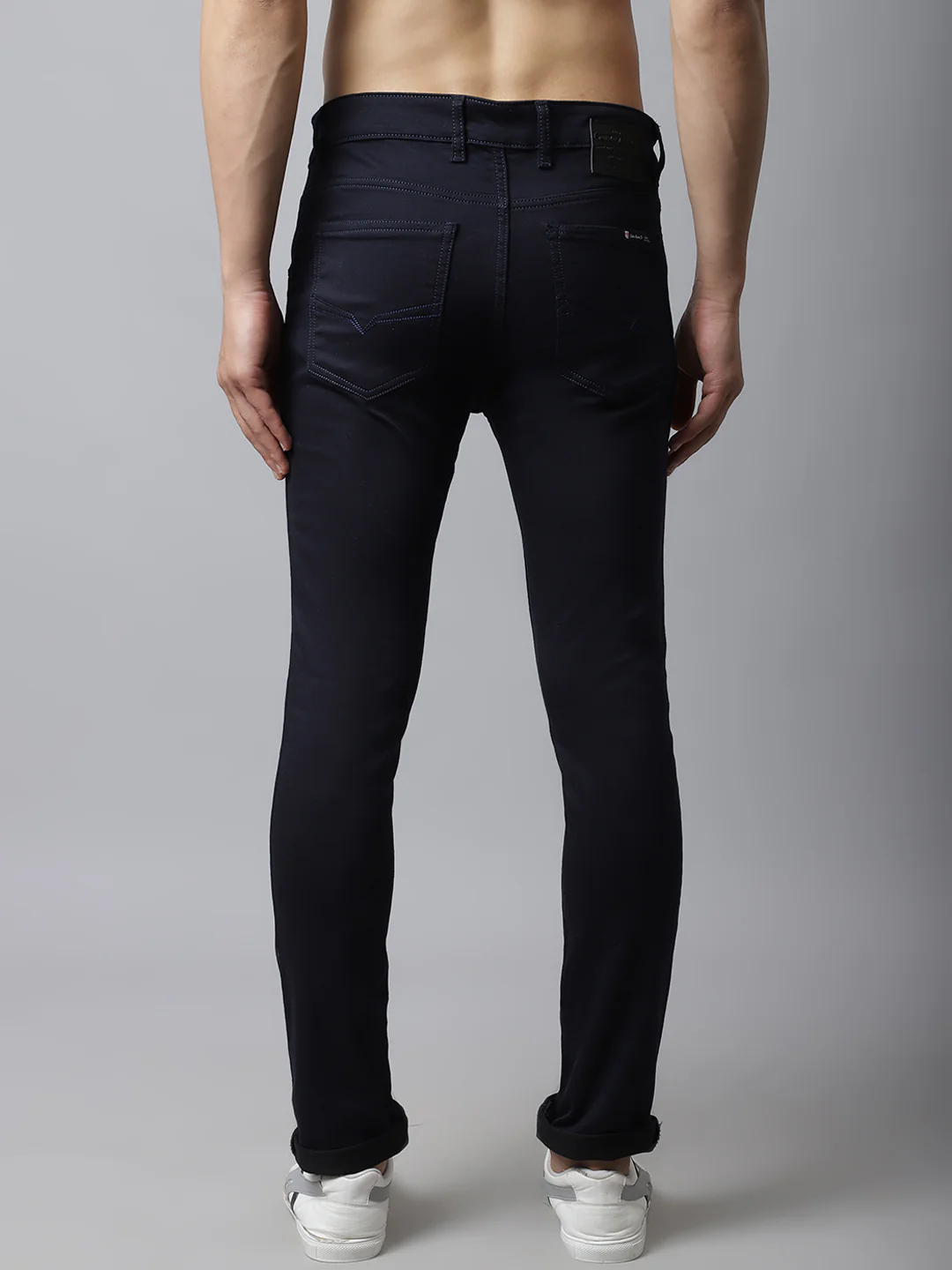 Denim Jeans for Men l Breathable & Soft with Color Fastness Ultra Narrow Fit Cotton Fabric Solid Pattern Button Closure - Image 2