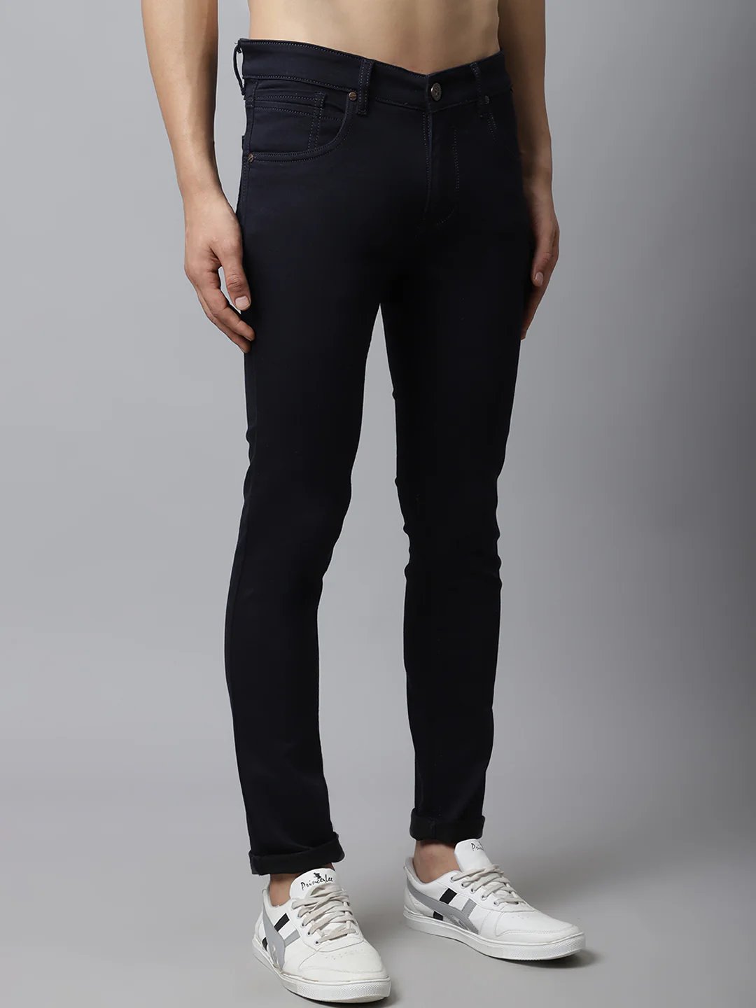 Denim Jeans for Men l Breathable & Soft with Color Fastness Ultra Narrow Fit Cotton Fabric Solid Pattern Button Closure - Image 4
