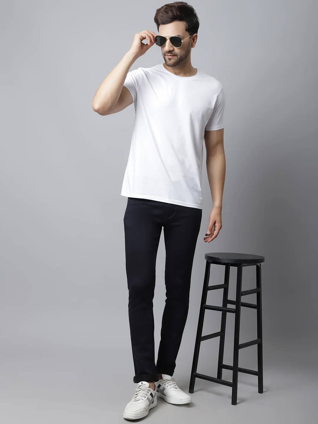 Denim Jeans for Men l Breathable & Soft with Color Fastness Ultra Narrow Fit Cotton Fabric Solid Pattern Button Closure - Image 5