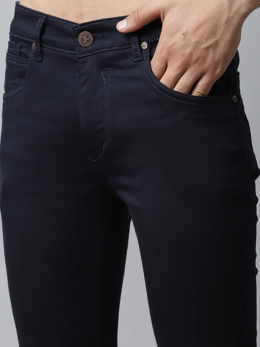Denim Jeans for Men l Breathable & Soft with Color Fastness Ultra Narrow Fit Cotton Fabric Solid Pattern Button Closure - Image 6