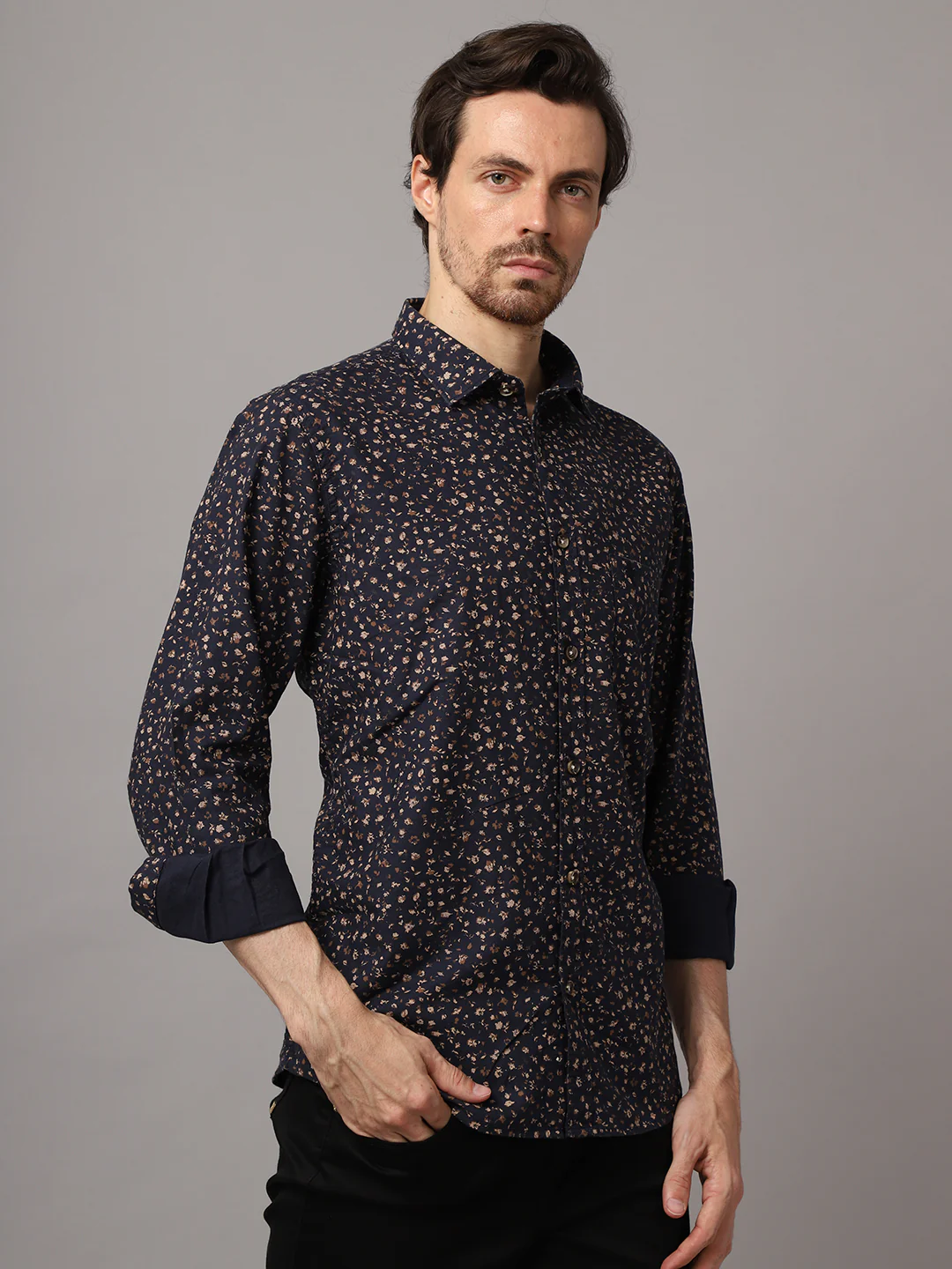 Casual Shirt for Men | Breathable & Soft with Color Fastness Regular Fit Spread Collar Neck Cotton Fabric Printed Pattern - Image 2