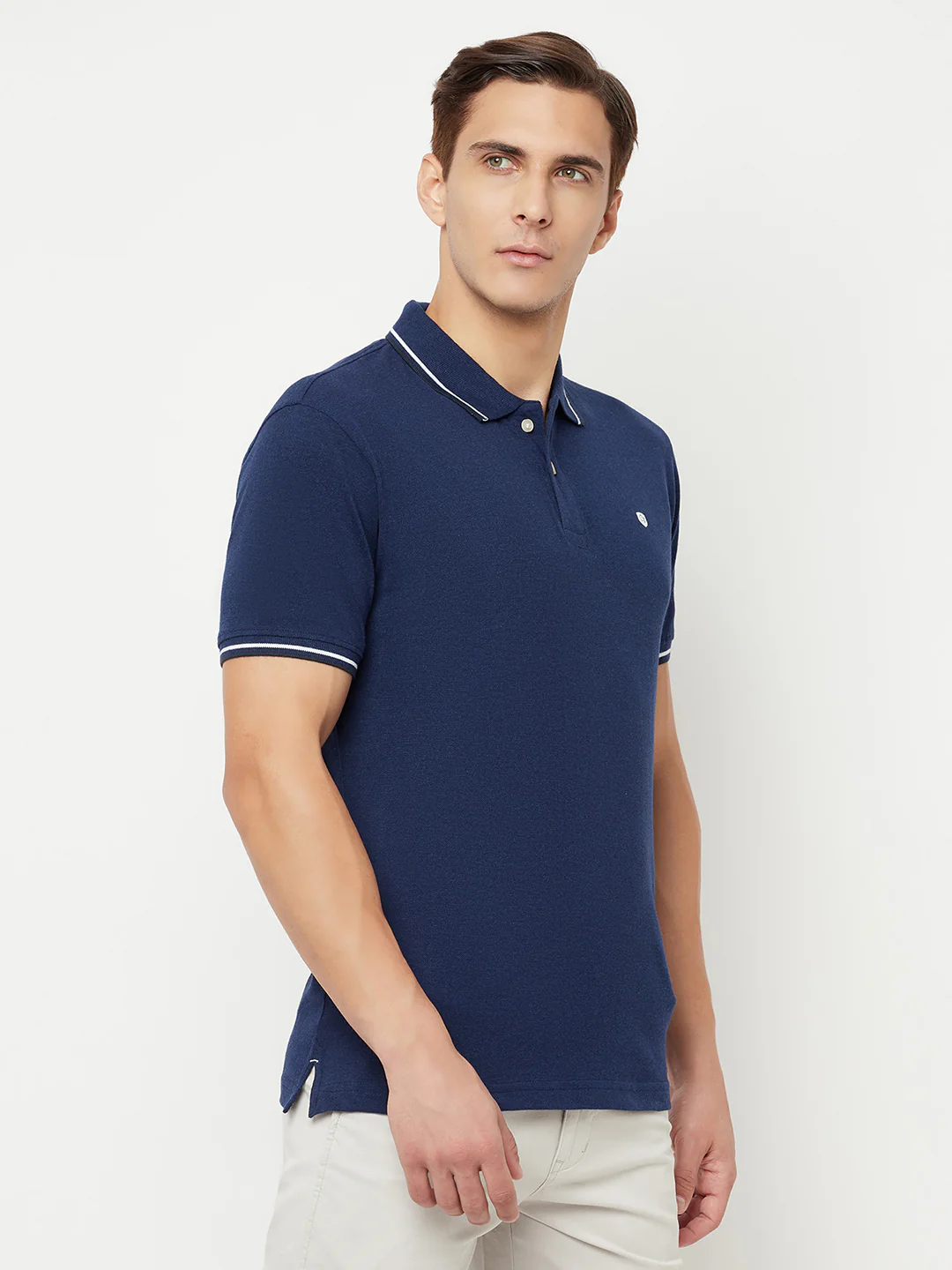 T-Shirt for Men | Breathable & Soft with Color Fastness Regular Fit Polo Neck Poly Cotton Fabric Solid Pattern - Image 3