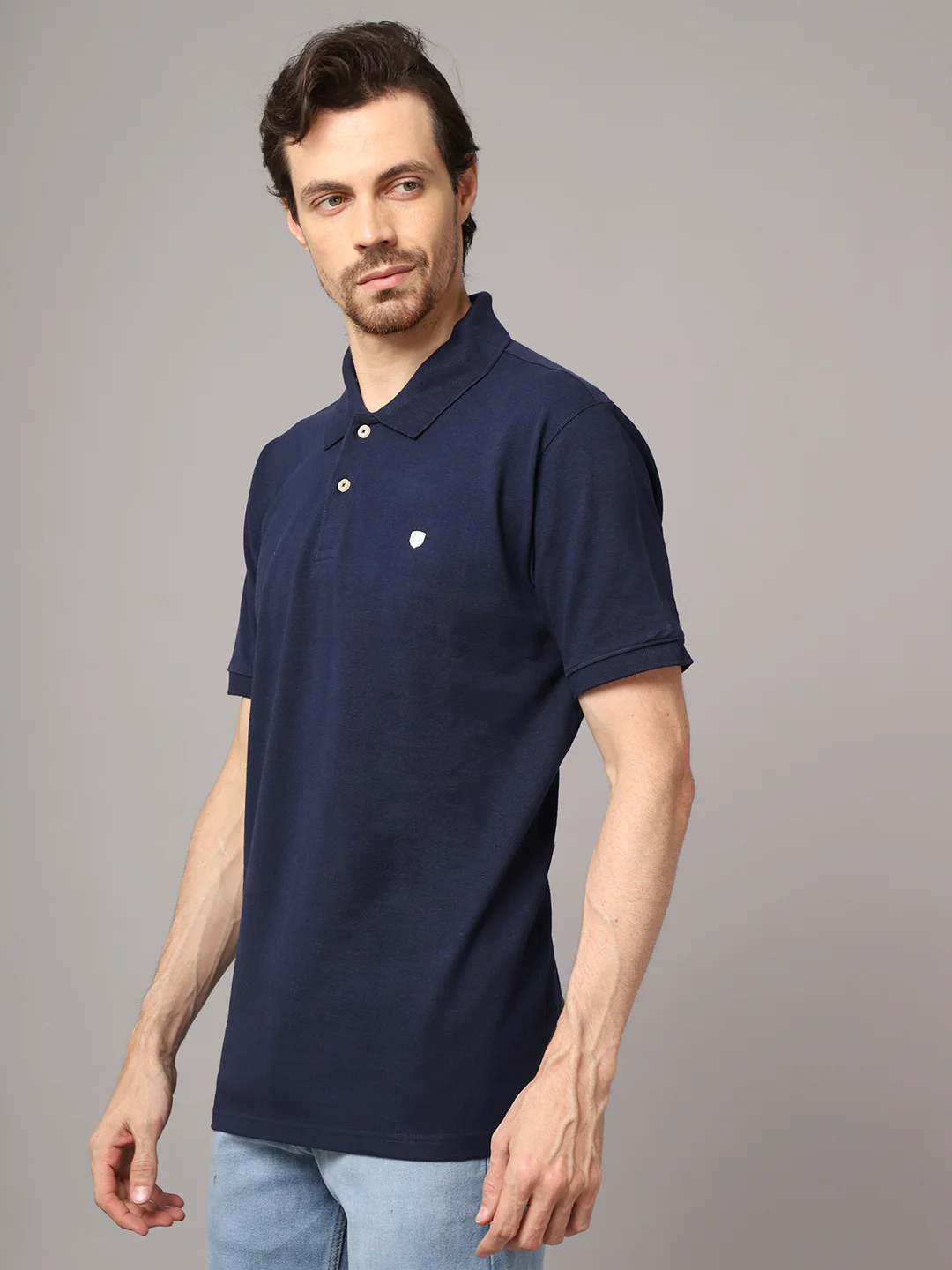 T-Shirt for Men | Breathable & Soft with Color Fastness Regular Fit Polo Neck Poly Cotton Fabric Solid Pattern - Image 2