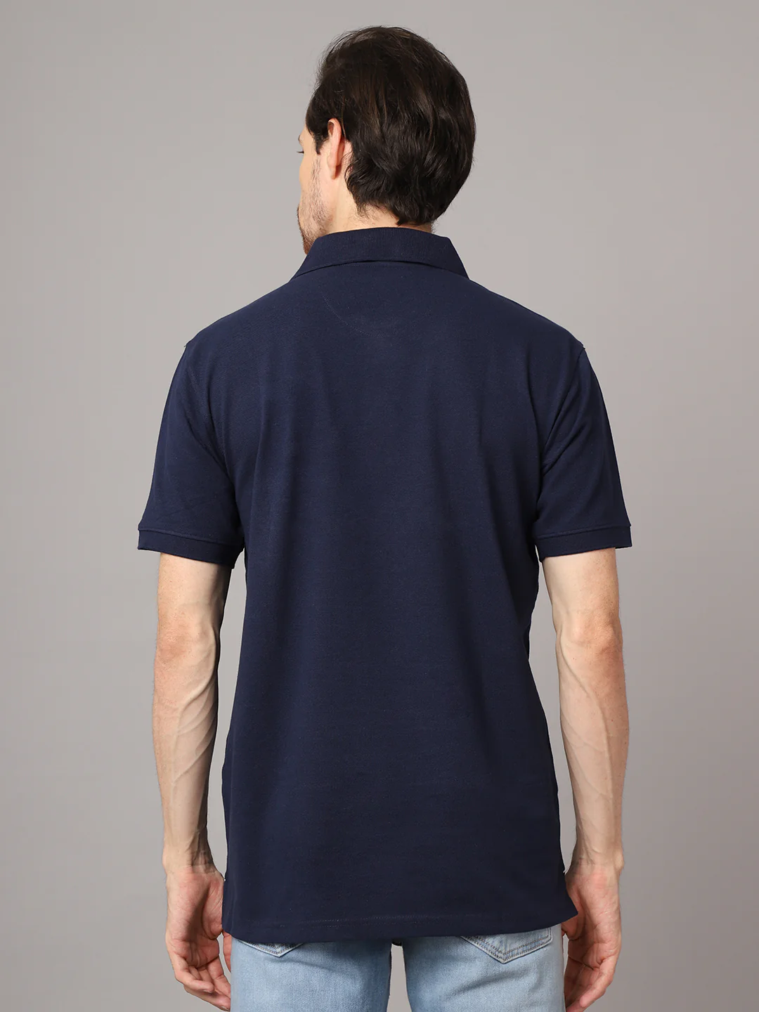 T-Shirt for Men | Breathable & Soft with Color Fastness Regular Fit Polo Neck Poly Cotton Fabric Solid Pattern - Image 3