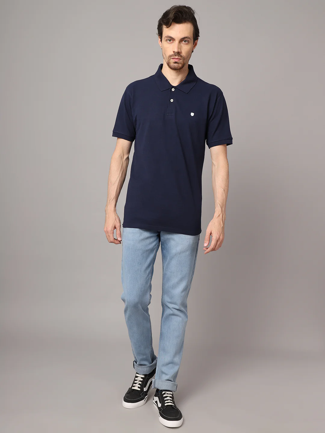 T-Shirt for Men | Breathable & Soft with Color Fastness Regular Fit Polo Neck Poly Cotton Fabric Solid Pattern - Image 4