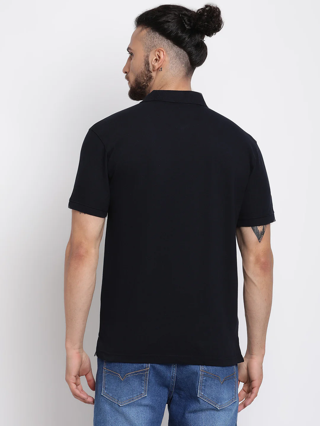T-Shirt for Men | Breathable & Soft with Color Fastness Regular Fit Polo Neck Poly Cotton Fabric Solid Pattern - Image 2