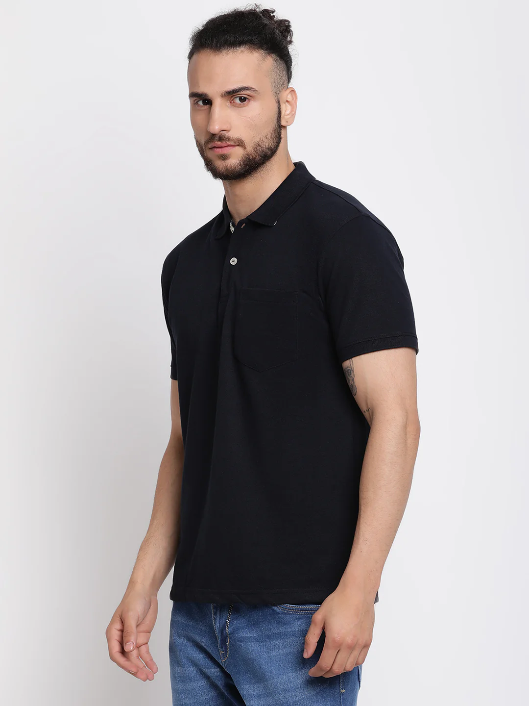 T-Shirt for Men | Breathable & Soft with Color Fastness Regular Fit Polo Neck Poly Cotton Fabric Solid Pattern - Image 3