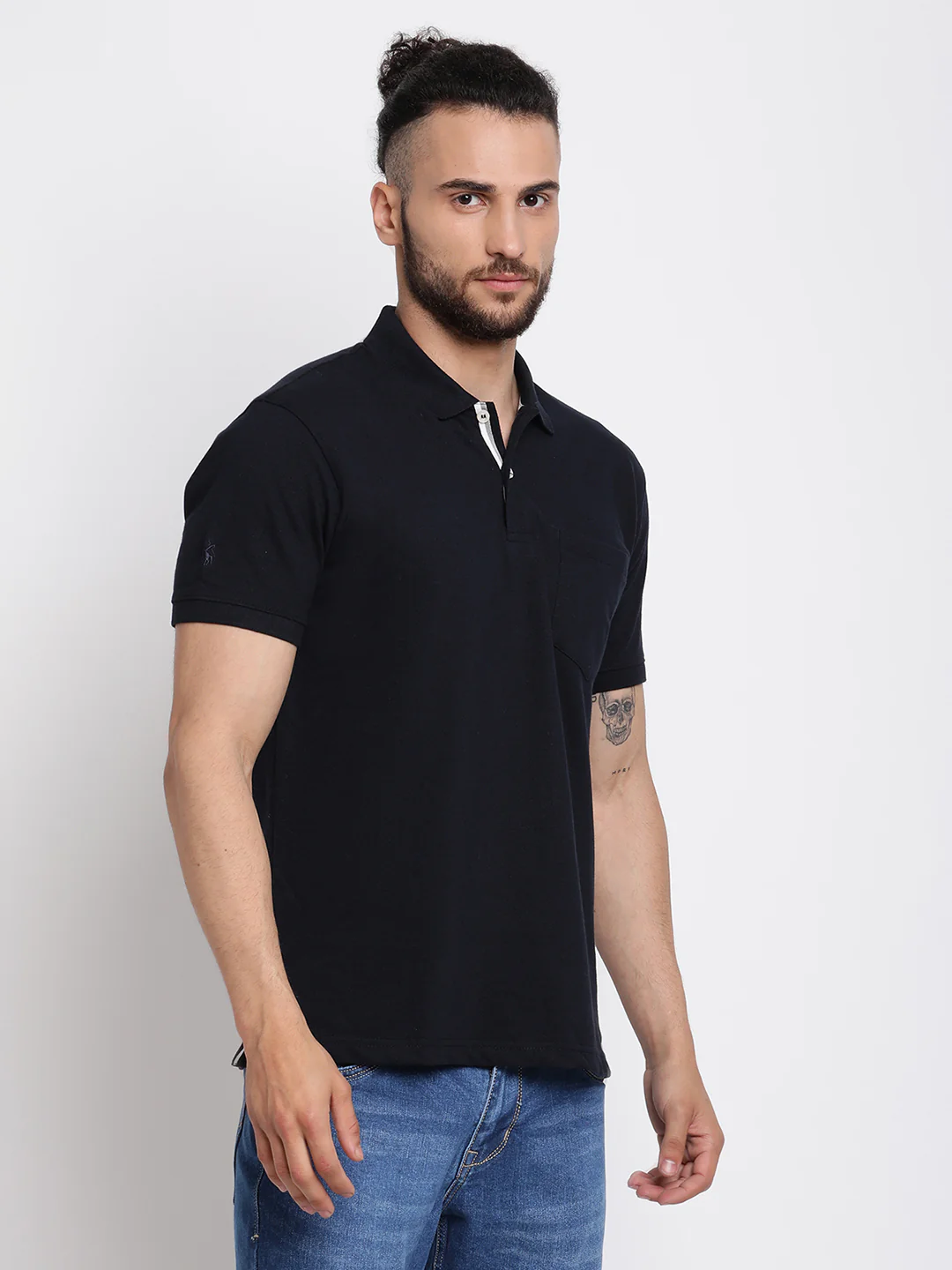 T-Shirt for Men | Breathable & Soft with Color Fastness Regular Fit Polo Neck Poly Cotton Fabric Solid Pattern - Image 4