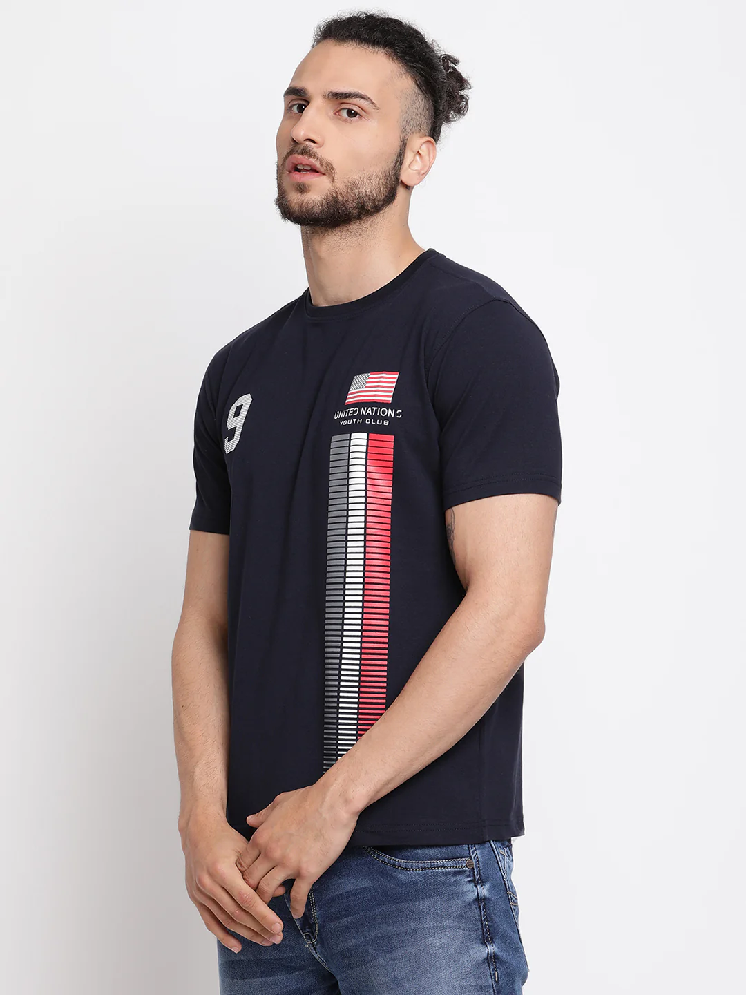 T-Shirt for Men | Breathable & Soft with Color Fastness Regular Fit Round Neck Cotton Blend Fabric Printed Pattern - Image 3