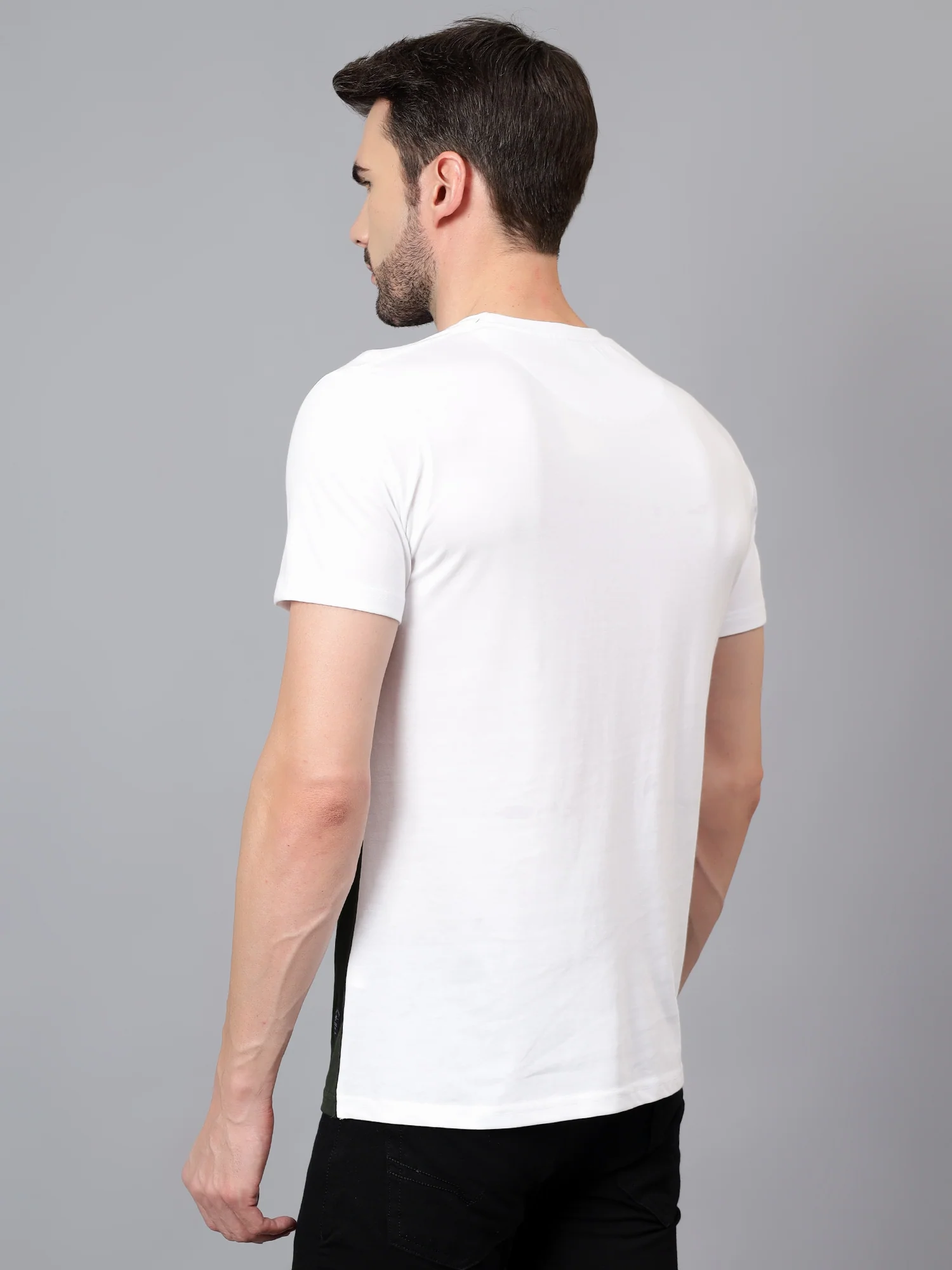 T-Shirt for Men | Breathable & Soft with Color Fastness Regular Fit Round Neck Poly Cotton Fabric Colour Block Pattern - Image 2