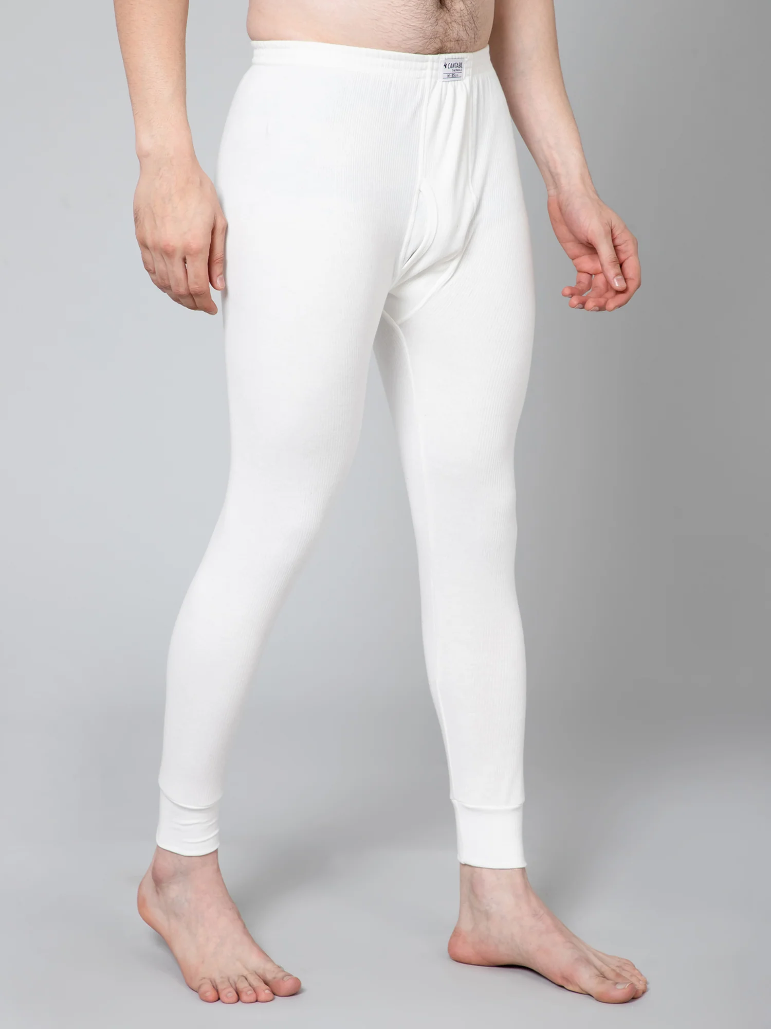 Men Off White Thermal Trouser - Image 2