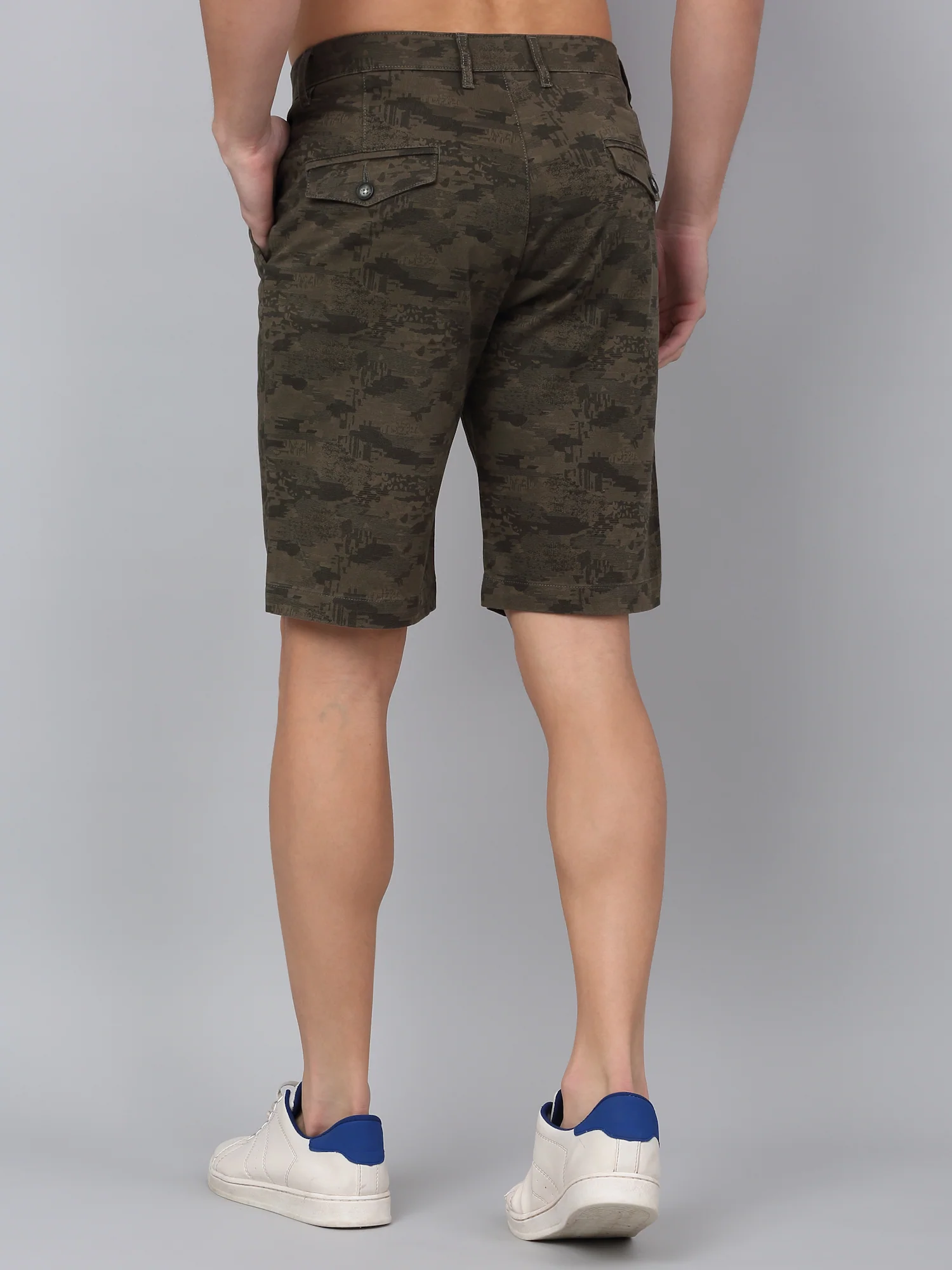 Men's Olive Green Camouflage Printed Bermuda - Image 2