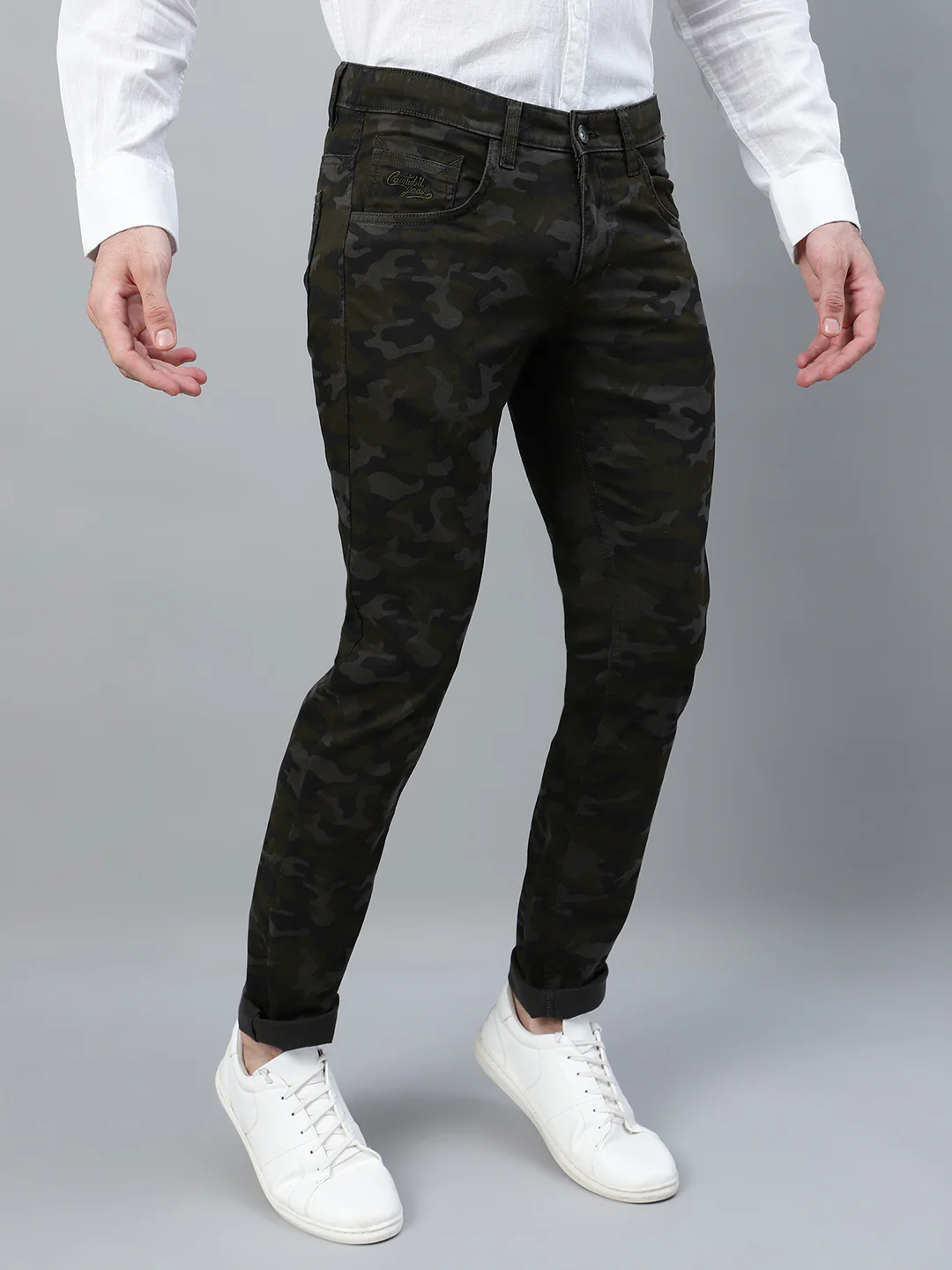 Casual Trouser for Men | Breathable & Soft with Color Fastness Regular Fit Cotton Blend Fabric Printed Pattern Button Closure - Image 3