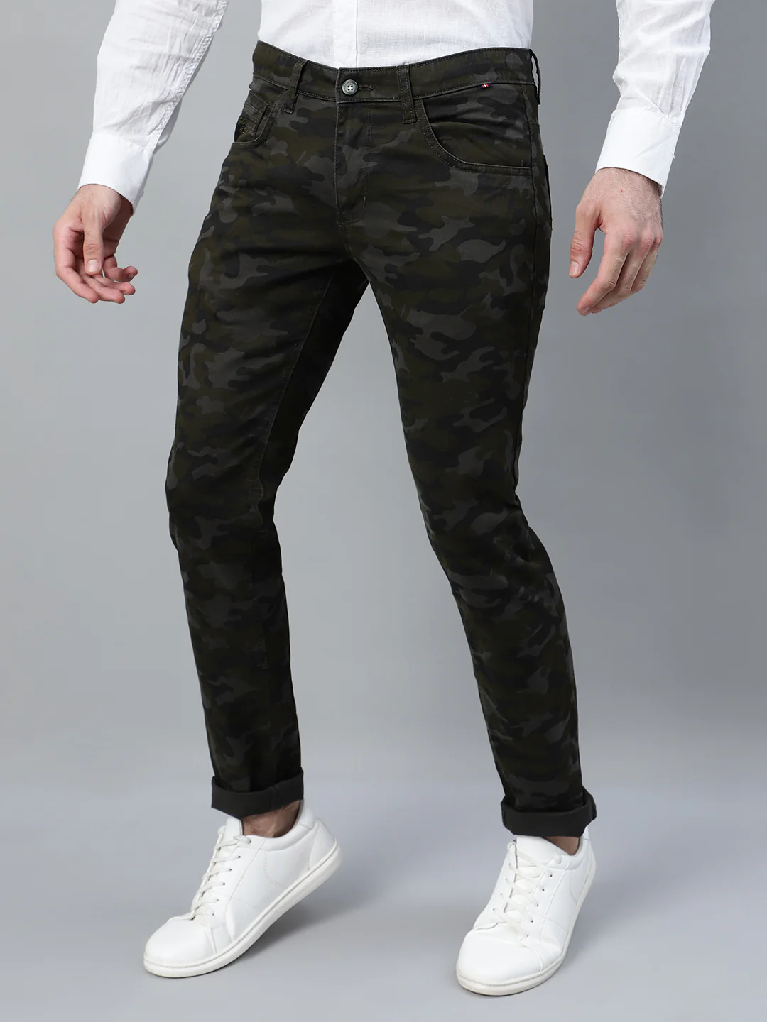 Casual Trouser for Men | Breathable & Soft with Color Fastness Regular Fit Cotton Blend Fabric Printed Pattern Button Closure - Image 4