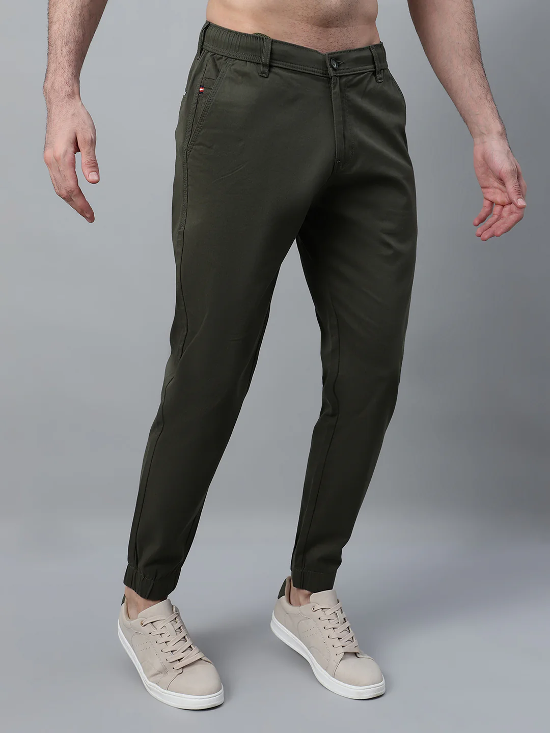 Men's Olive Green Solid Casual Jogger - Image 4