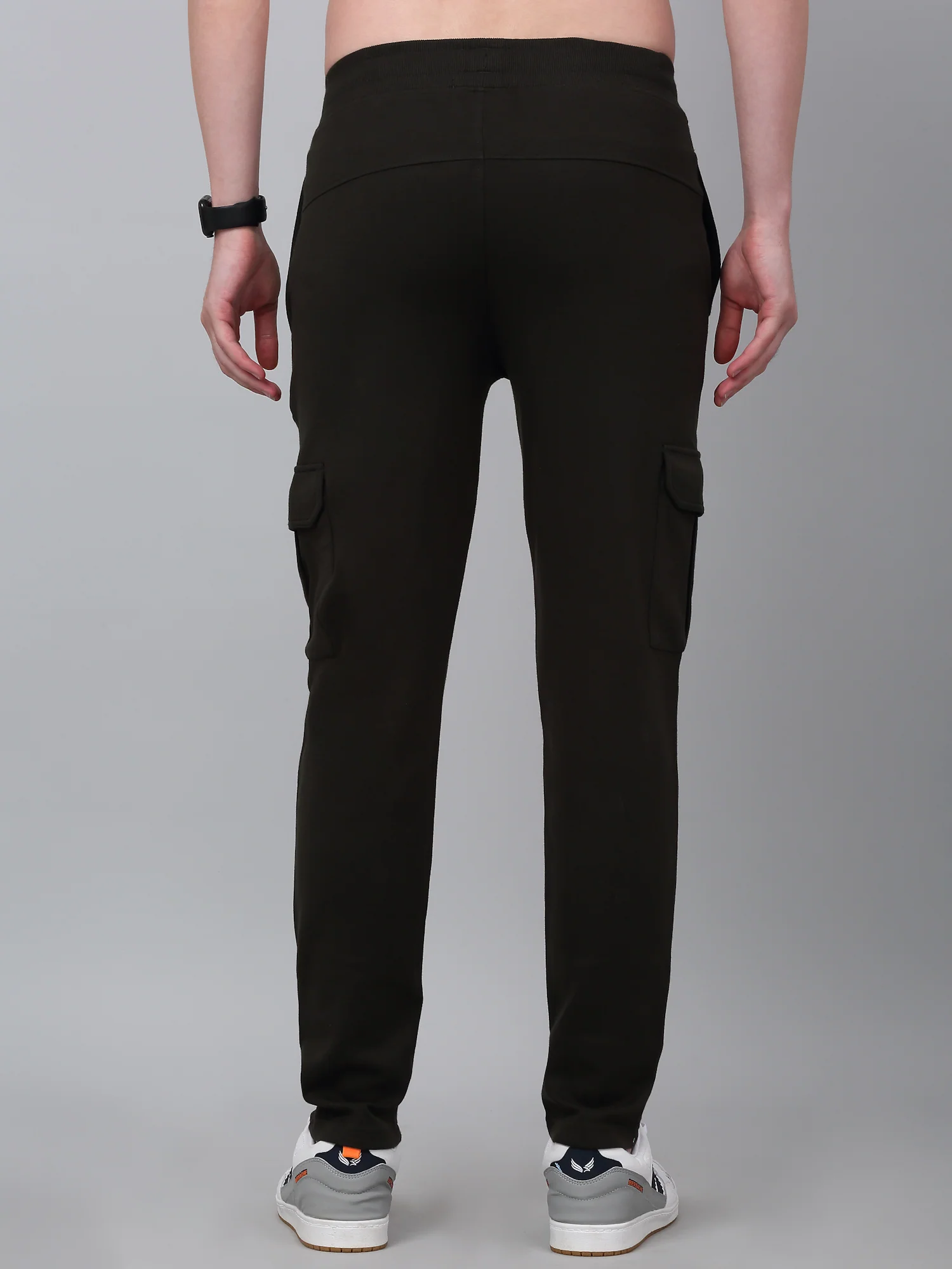 Men's Olive Green Solid Full Length Cargo - Image 2