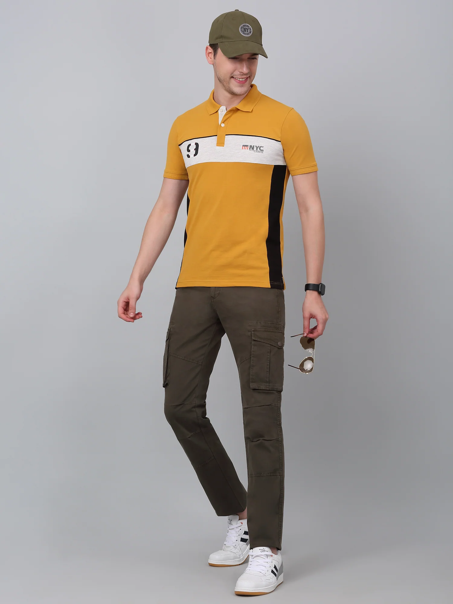 Men's Olive Green Solid Full Length Stretchable Cargo - Image 6