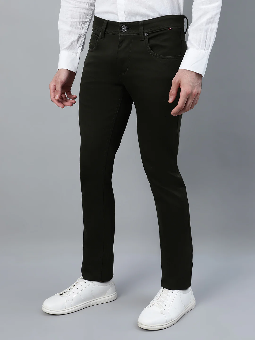 Casual Trouser for Men | Breathable & Soft with Color Fastness Regular Fit Cotton Blend Fabric Solid Pattern Button Closure - Image 3