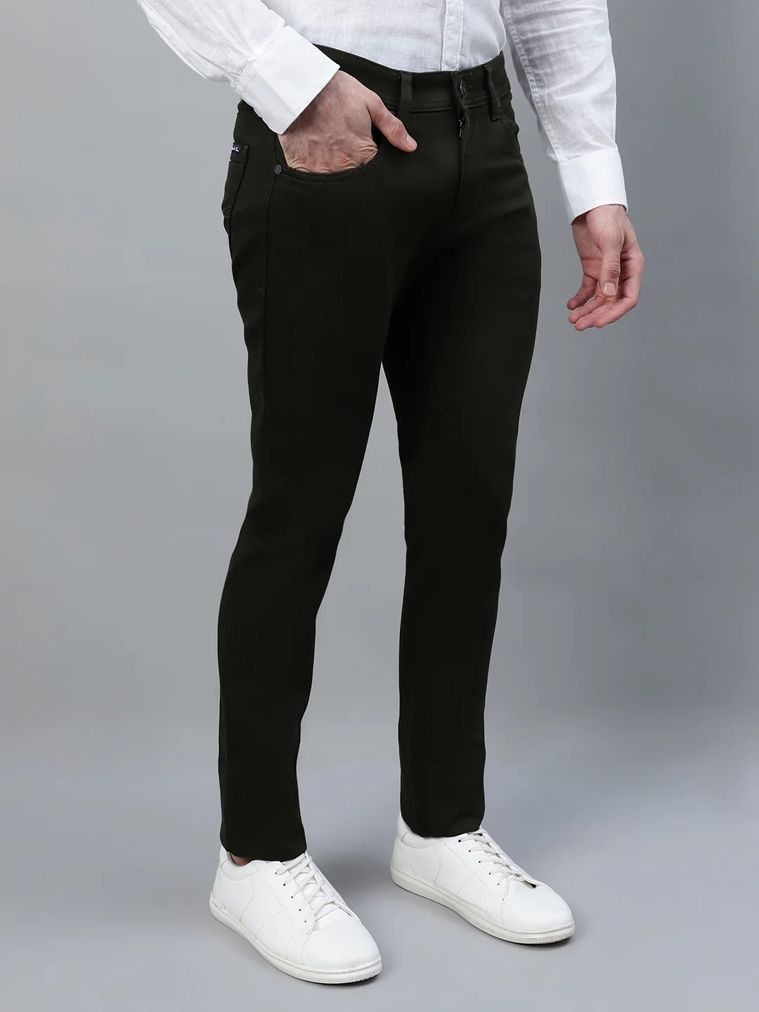 Casual Trouser for Men | Breathable & Soft with Color Fastness Regular Fit Cotton Blend Fabric Solid Pattern Button Closure - Image 4