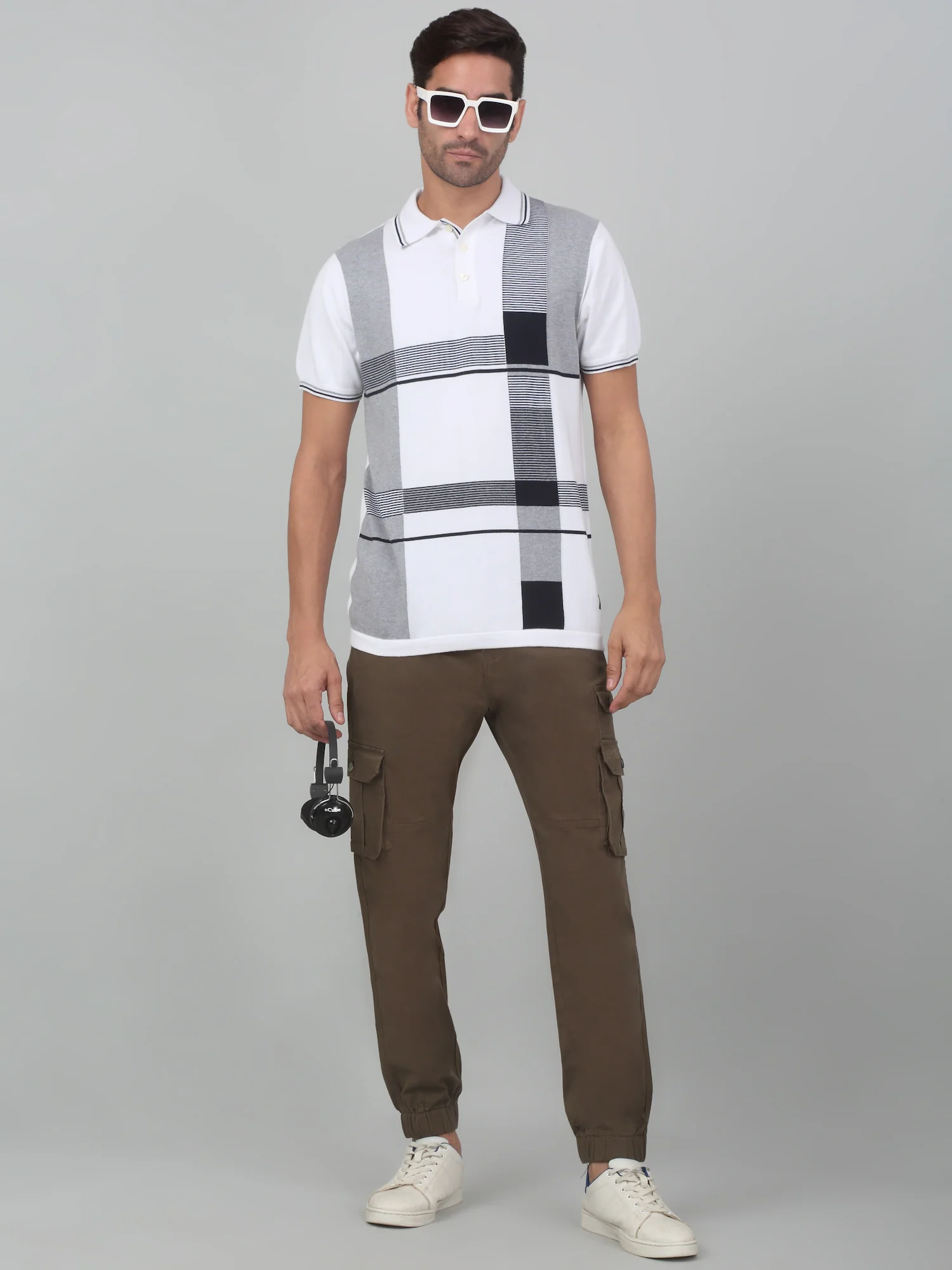 Men's Olive Green Solid Stretchable Cargo - Image 6