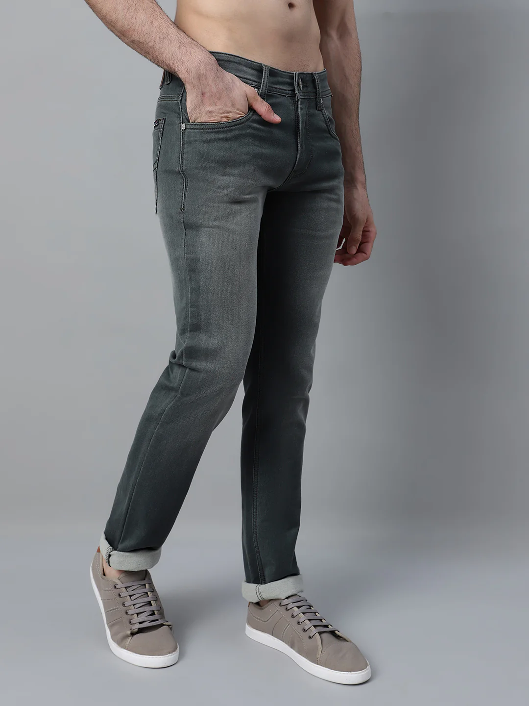 Denim Jeans for Men l Breathable & Soft with Color Fastness Ultra Narrow Fit Cotton Fabric Solid Pattern Button Closure - Image 4