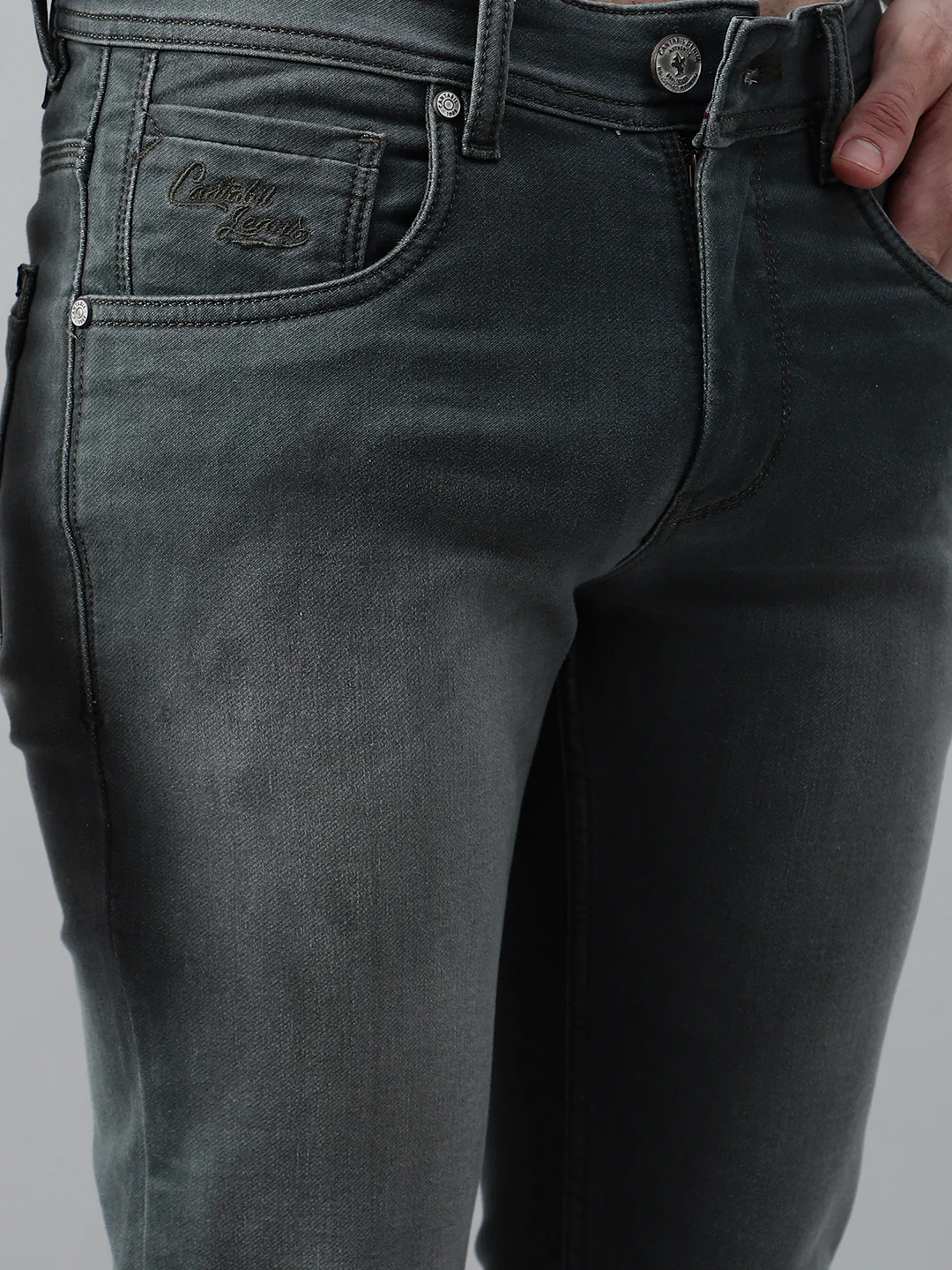 Denim Jeans for Men l Breathable & Soft with Color Fastness Ultra Narrow Fit Cotton Fabric Solid Pattern Button Closure - Image 6