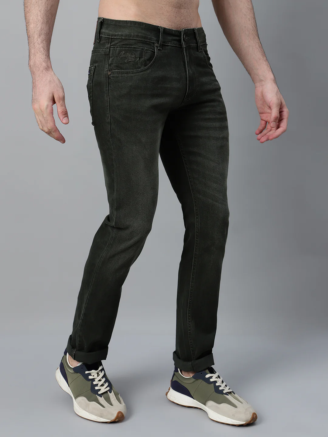 Denim Jeans for Men l Breathable & Soft with Color Fastness Ultra Narrow Fit Cotton Fabric Solid Pattern Button Closure - Image 4