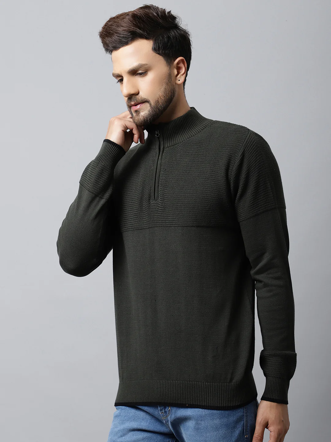 Mens Olive Sweater - Image 3