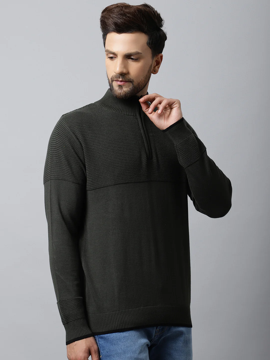 Mens Olive Sweater - Image 4