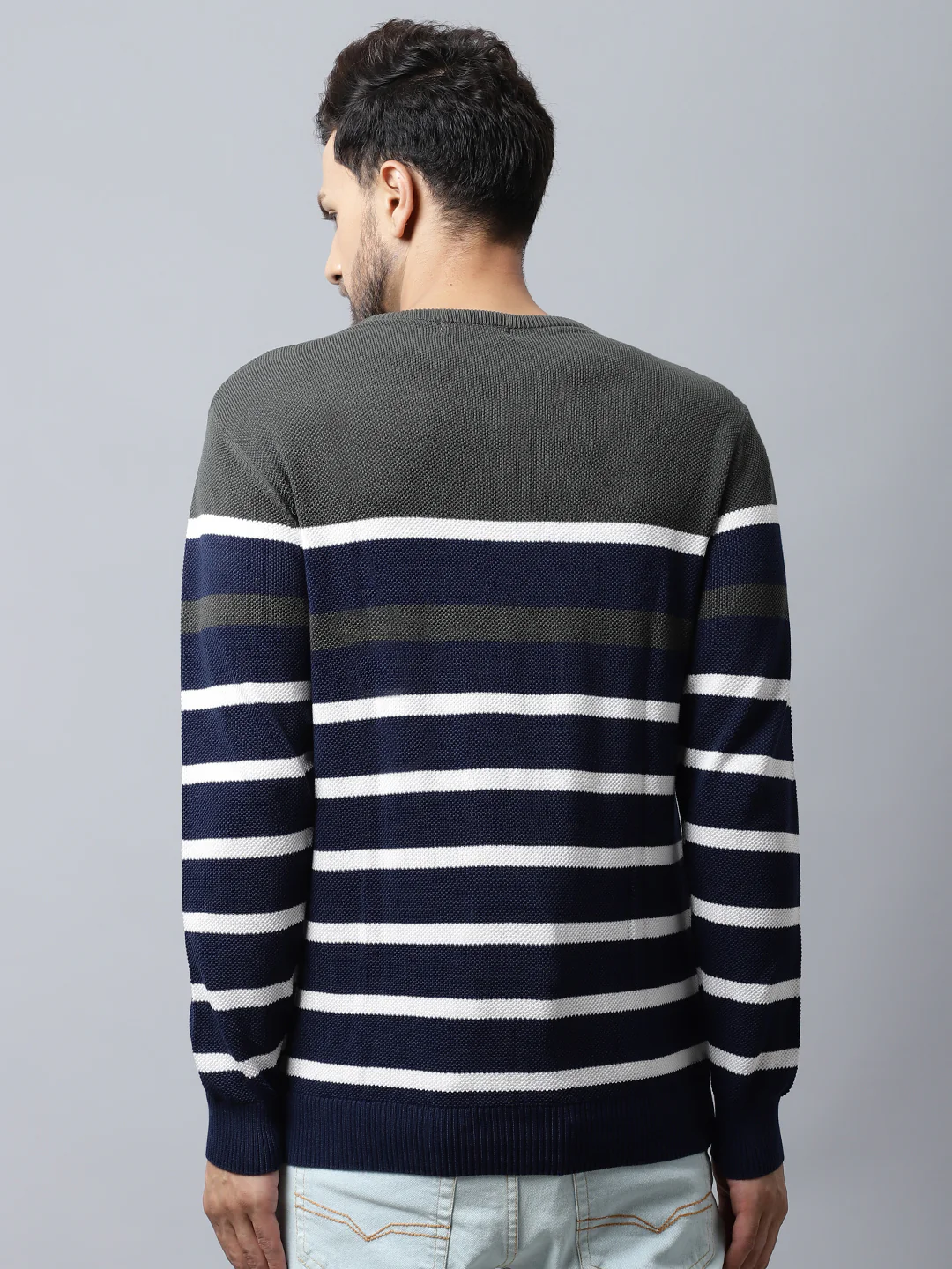 Solid Olive Sweater for Men - Image 2