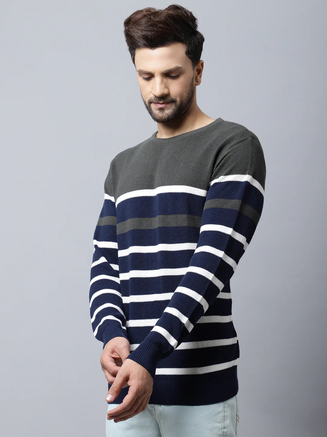 Solid Olive Sweater for Men - Image 3
