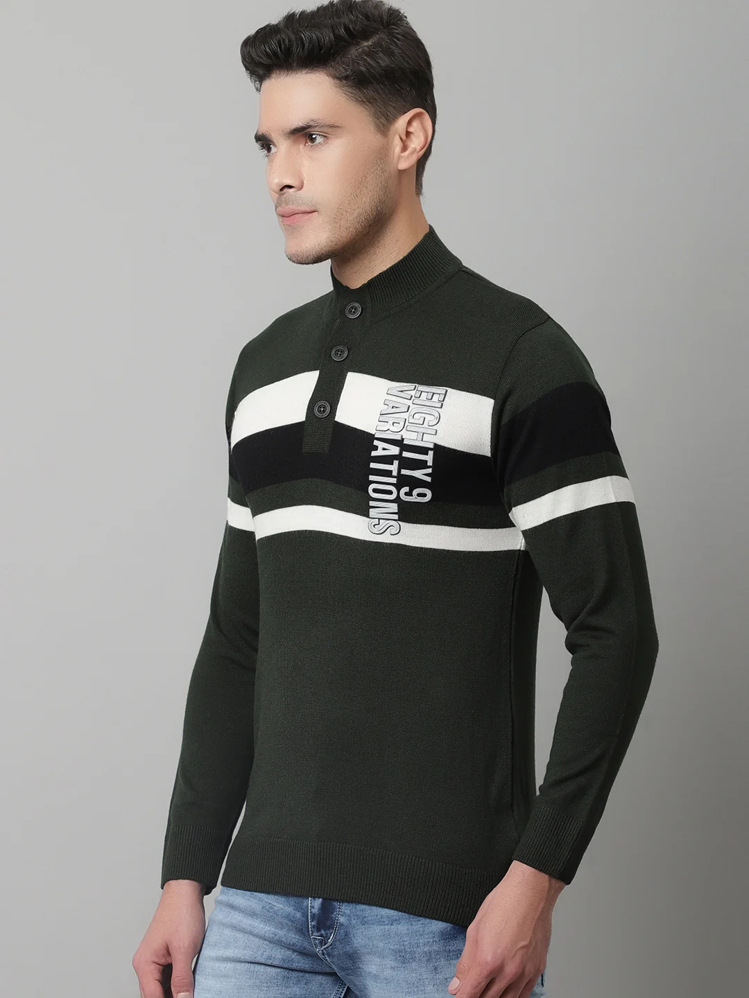 Mens Olive Sweater - Image 3