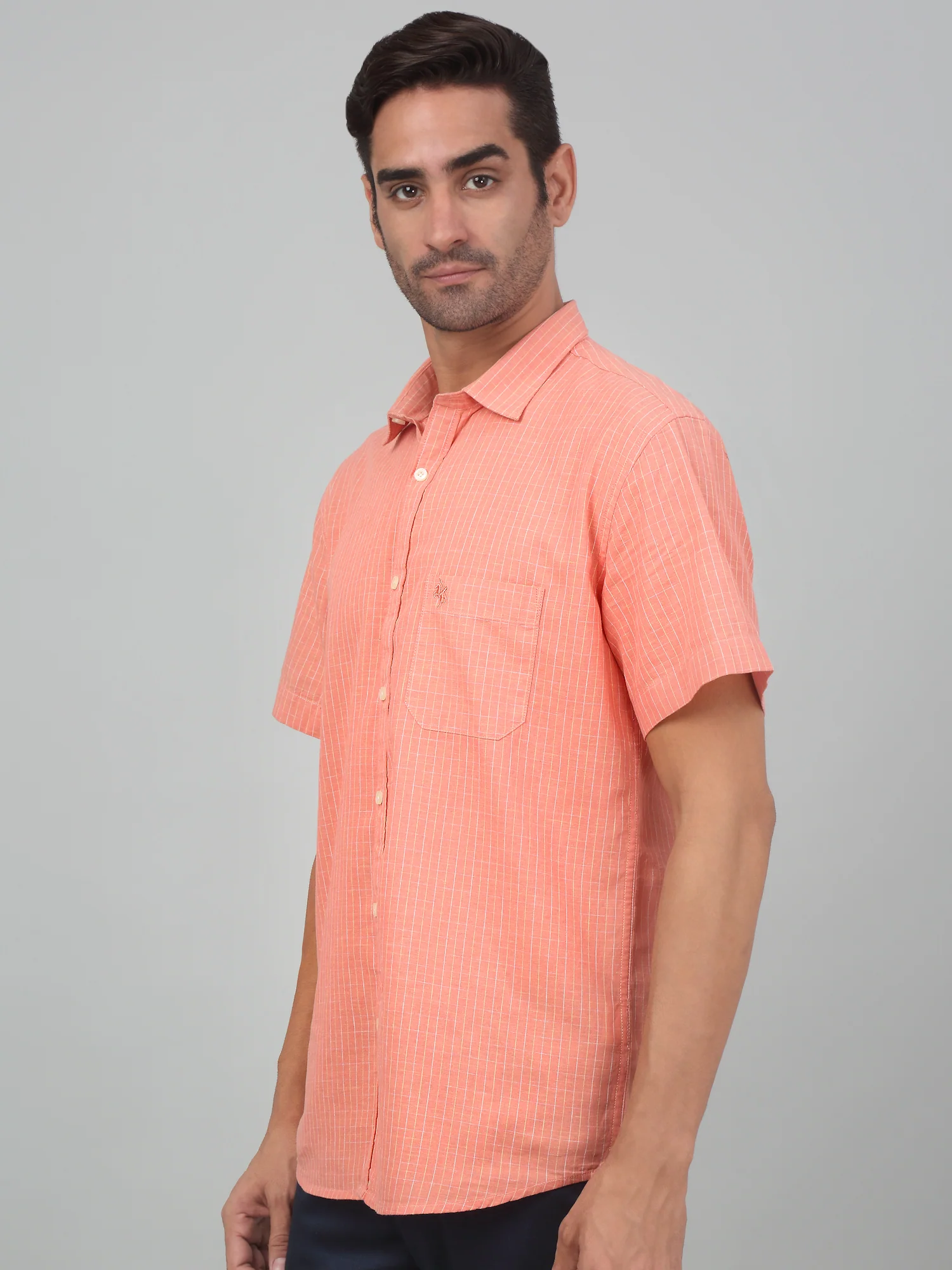 Casual Shirt for Men | Breathable & Soft with Color Fastness Regular Fit Spread Collar Neck Cotton Fabric Striped Pattern - Image 3