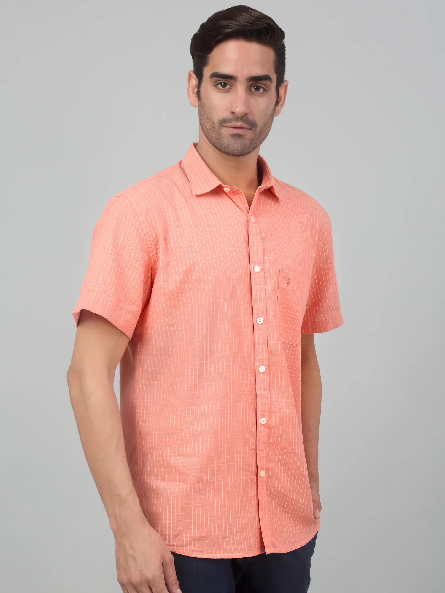 Casual Shirt for Men | Breathable & Soft with Color Fastness Regular Fit Spread Collar Neck Cotton Fabric Striped Pattern - Image 4