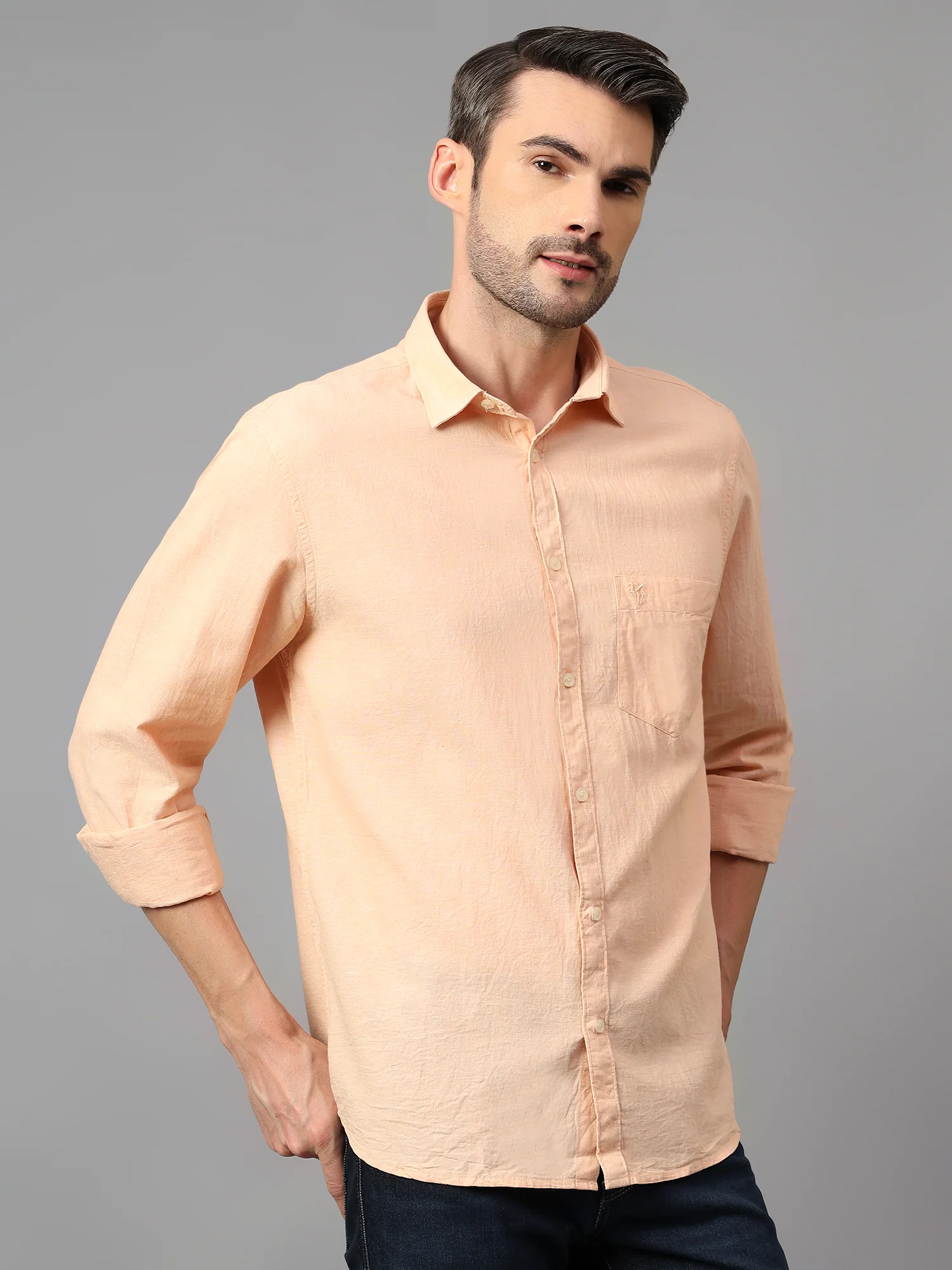 Casual Shirt for Men | Breathable & Soft with Color Fastness Regular Fit Spread Collar Neck Cotton Fabric Solid Pattern - Image 3
