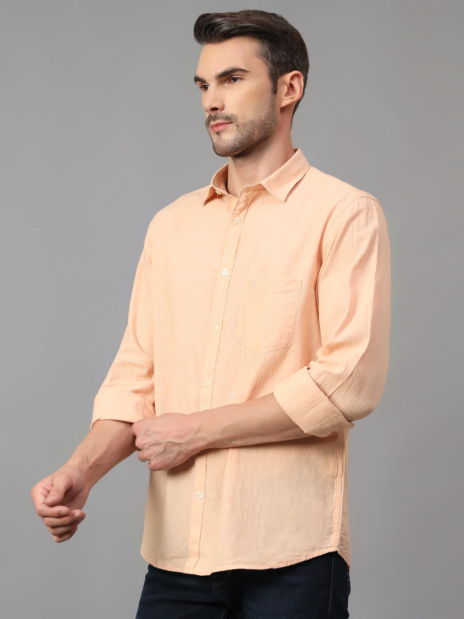 Casual Shirt for Men | Breathable & Soft with Color Fastness Regular Fit Spread Collar Neck Cotton Fabric Solid Pattern - Image 4
