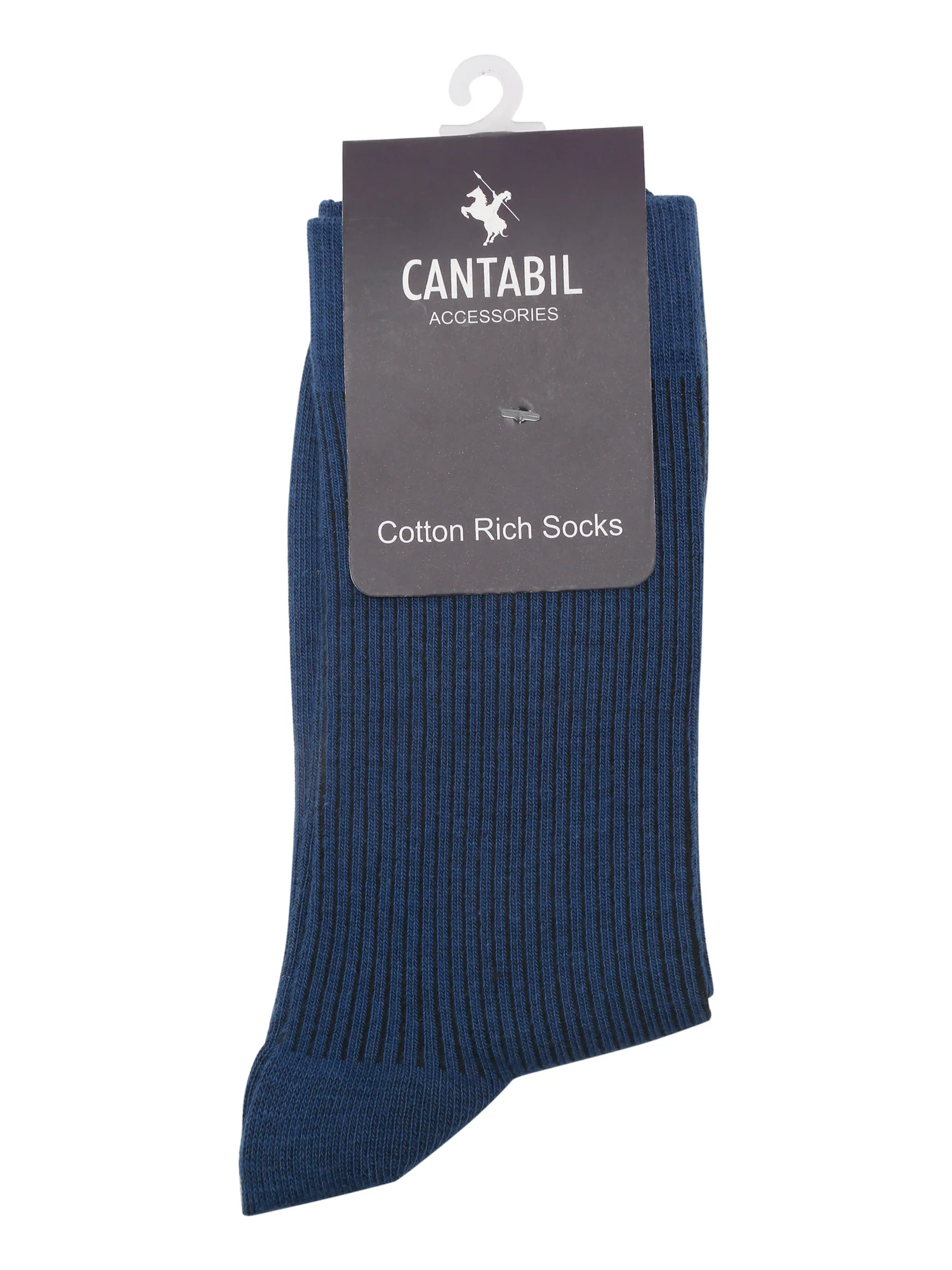 Men's Blue Basic Crew length Socks -Pack of 5 - Image 3