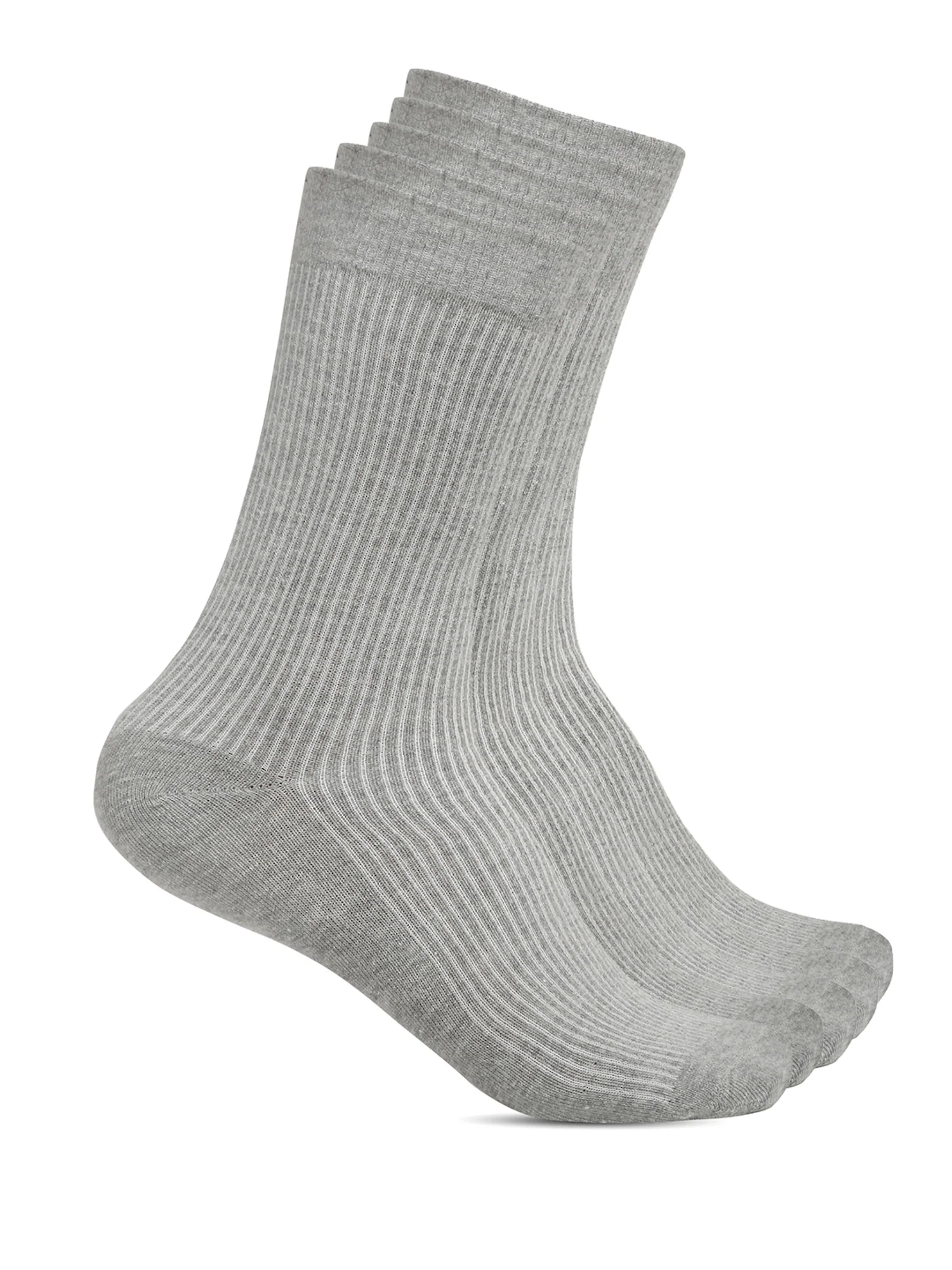 Men's Grey Melange Basic Crew length Socks -Pack of 5 - Image 2