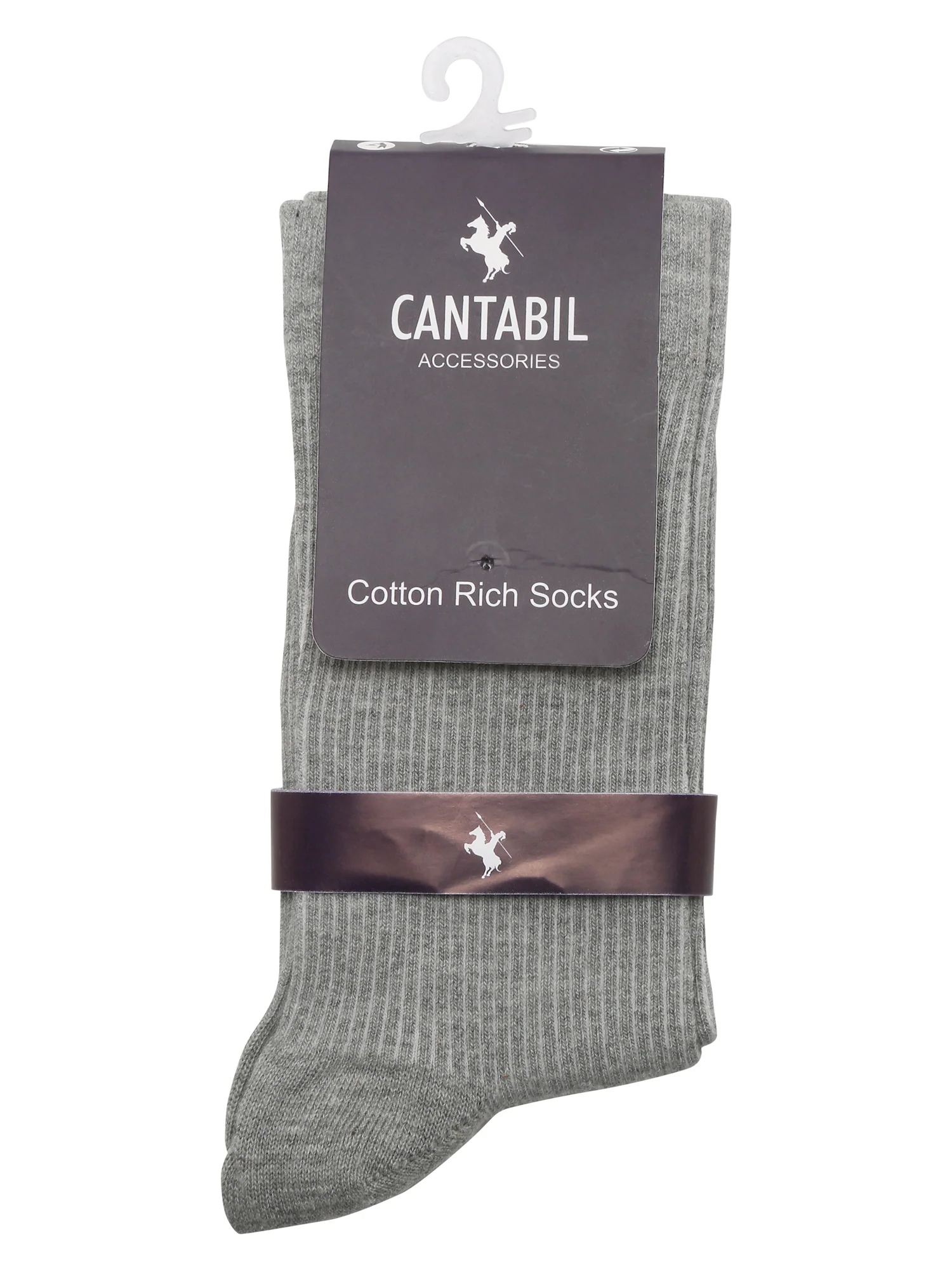 Men's Grey Melange Basic Crew length Socks -Pack of 5 - Image 5