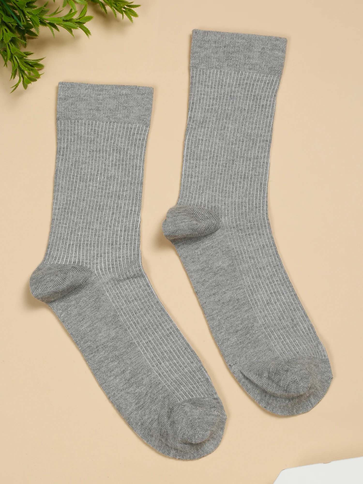 Men's Grey Melange Basic Crew length Socks -Pack of 5 - Image 6