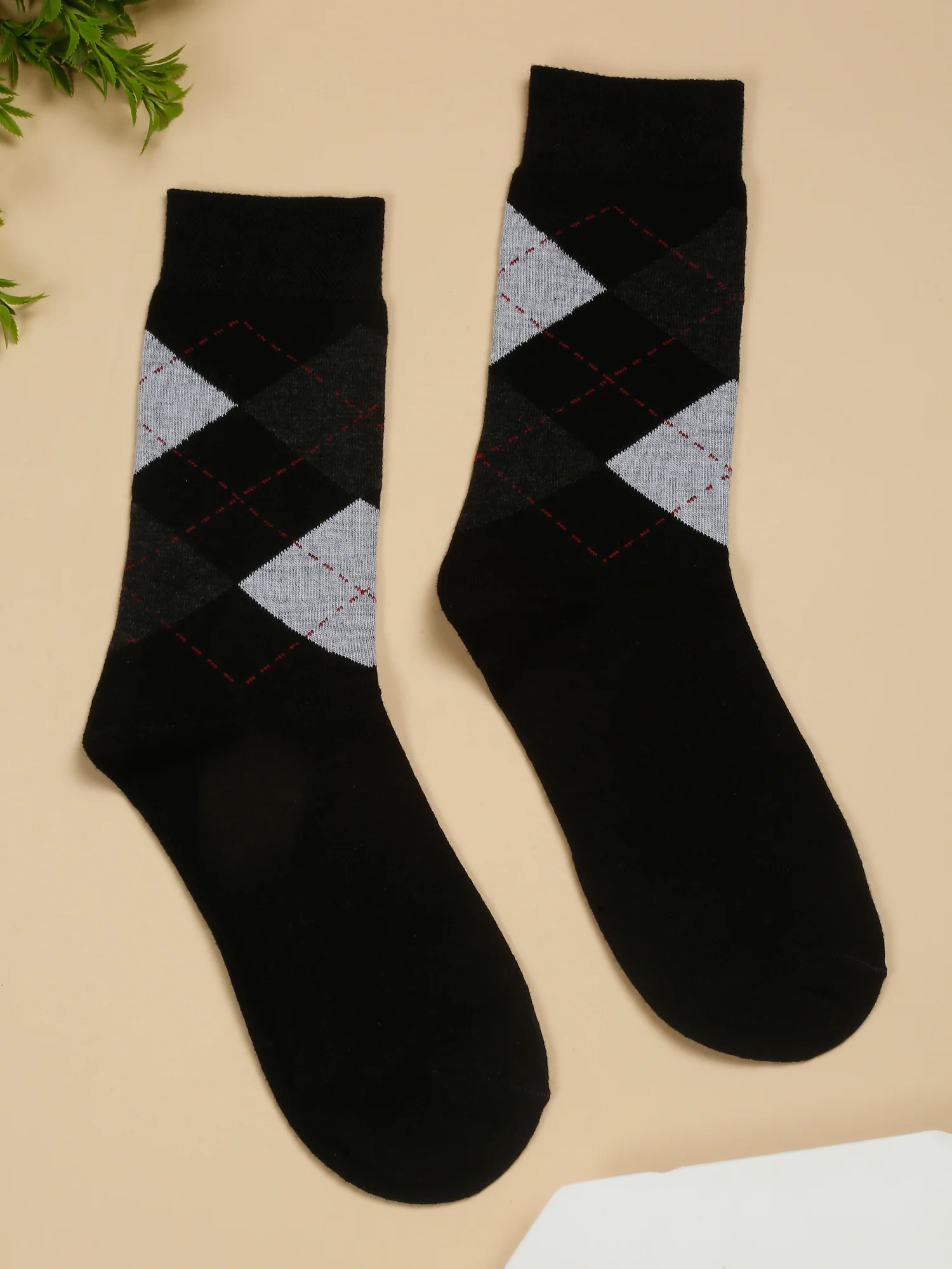 Men's Black Basic Crew length Socks -Pack of 5 - Image 6