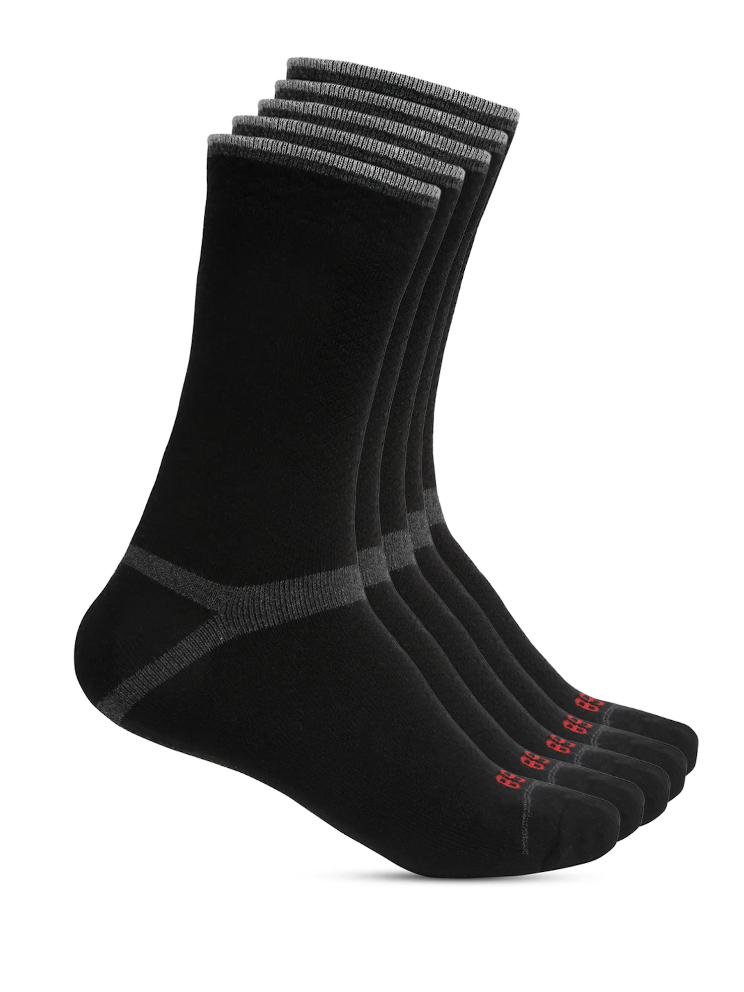 Men's Black Fashion Crew length Terry Socks -Pack of 5 - Image 7