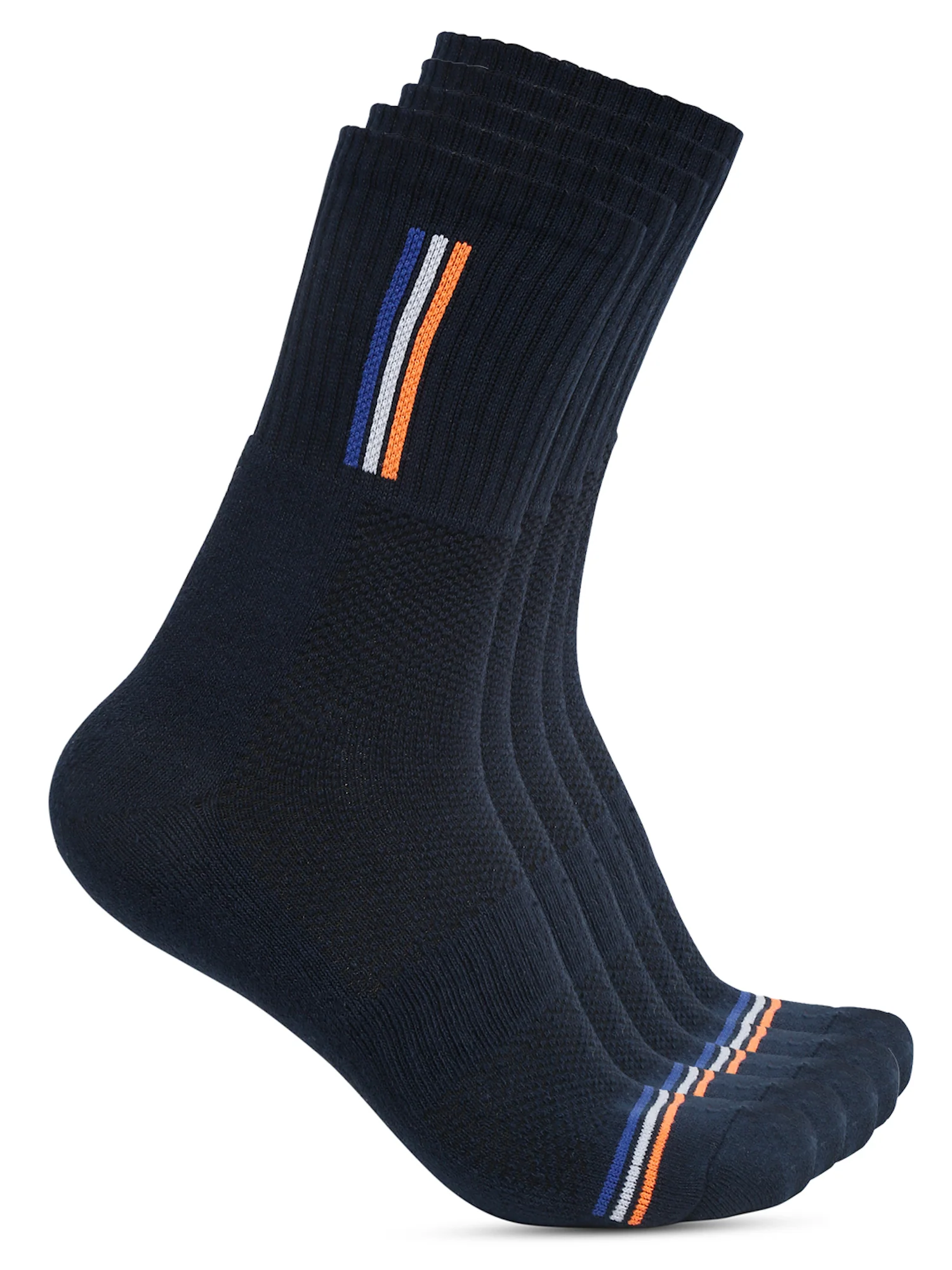 Men's Dark Blue Fashion Crew length Terry Socks -Pack of 5 - Image 2