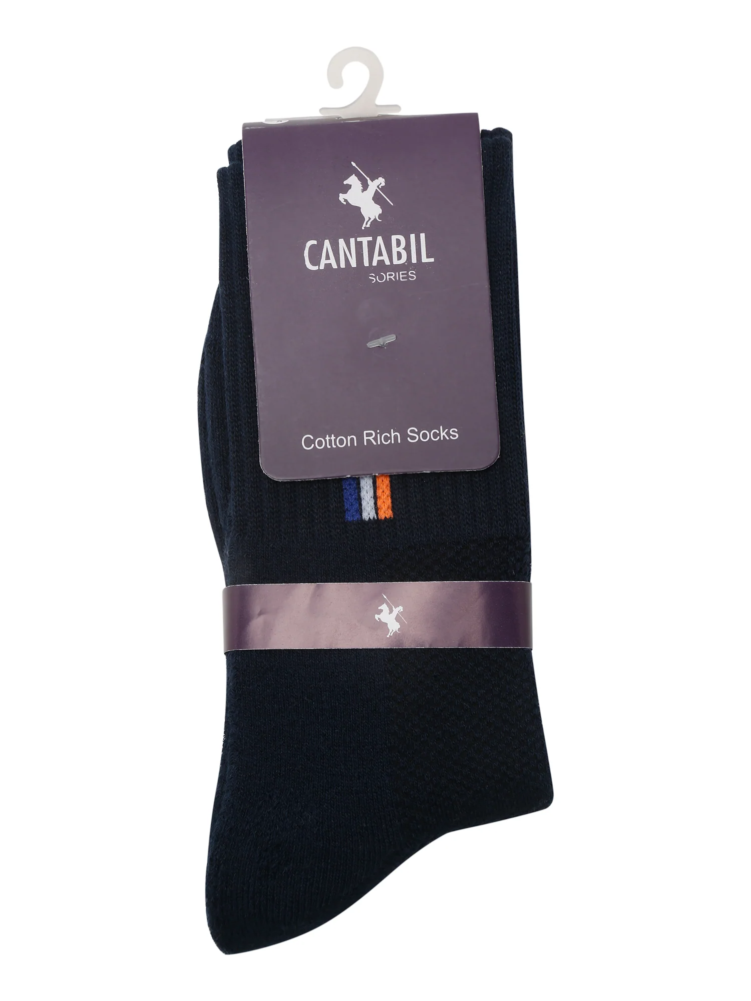 Men's Dark Blue Fashion Crew length Terry Socks -Pack of 5 - Image 3